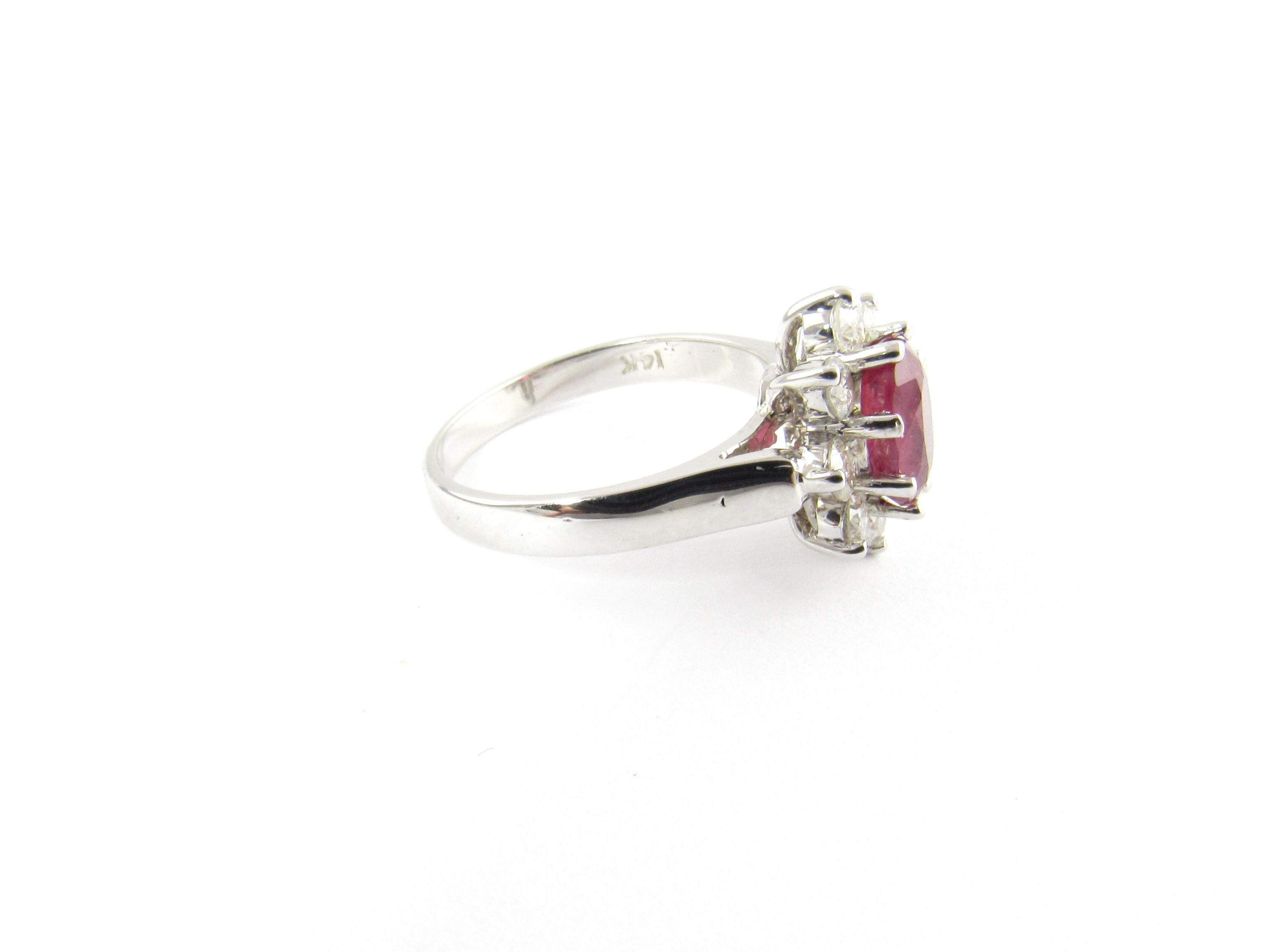 14 Karat White Gold Natural Ruby and Diamond Ring In Good Condition For Sale In Washington Depot, CT