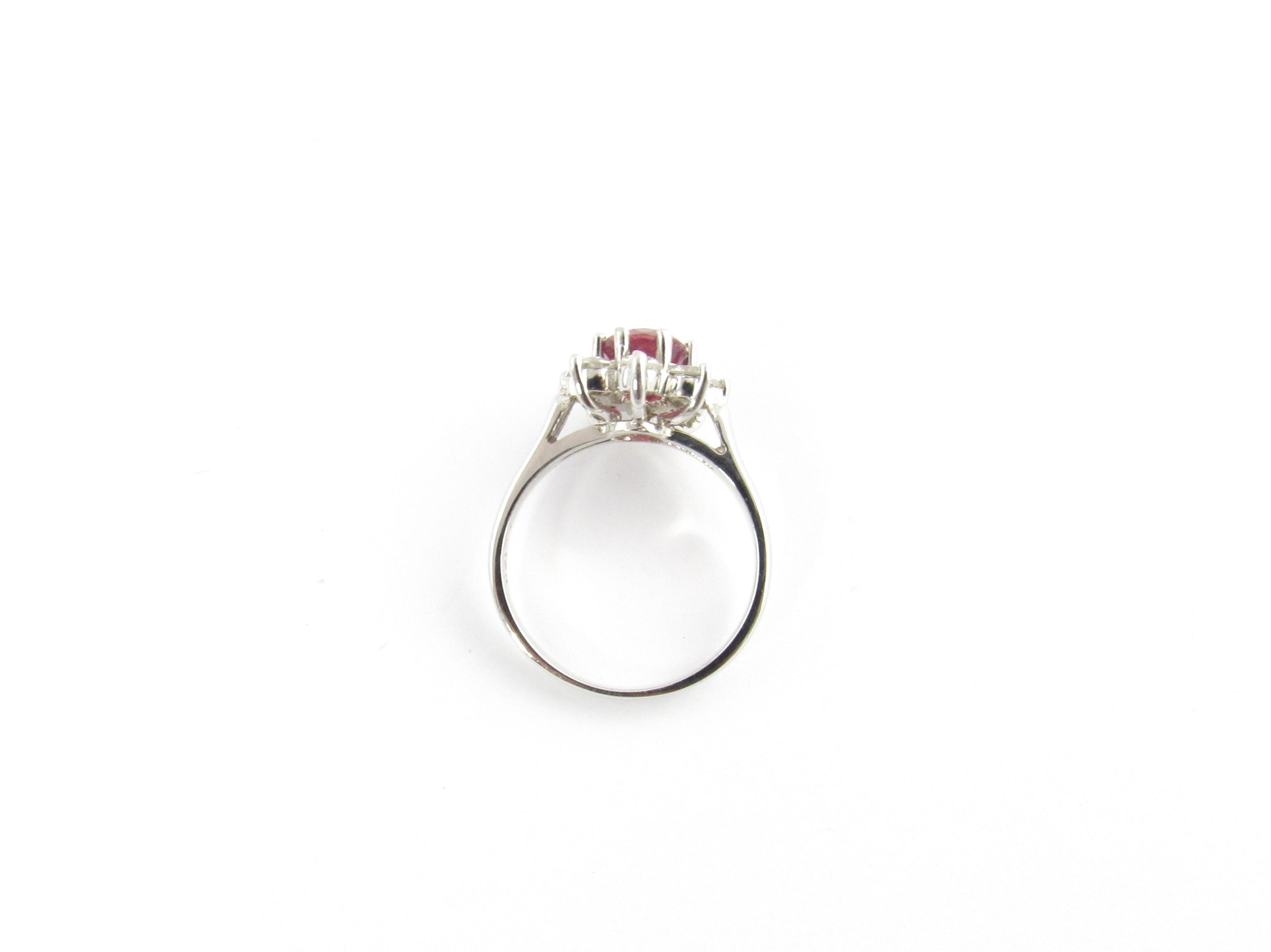 14 Karat White Gold Natural Ruby and Diamond Ring For Sale 1