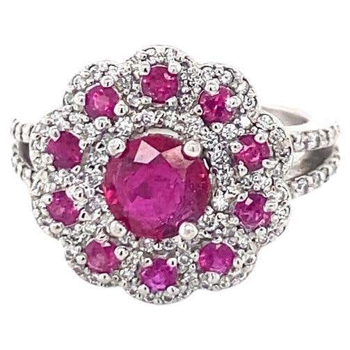 Customizable 14 Karat Gold Ring with Ruby and Side Rubies. Gold Tulip ...