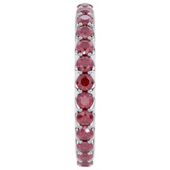 14 Karat White Gold Ruby Eternal Fit Eternity Band Features 1.48 Carat of Red