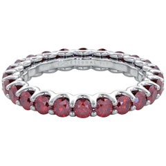 14 Karat White Gold Ruby Eternal Fit Eternity Band Features 2.53 Carat of Red