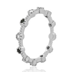 14 Karat White Gold Sapphire and Diamond Alternating Ring