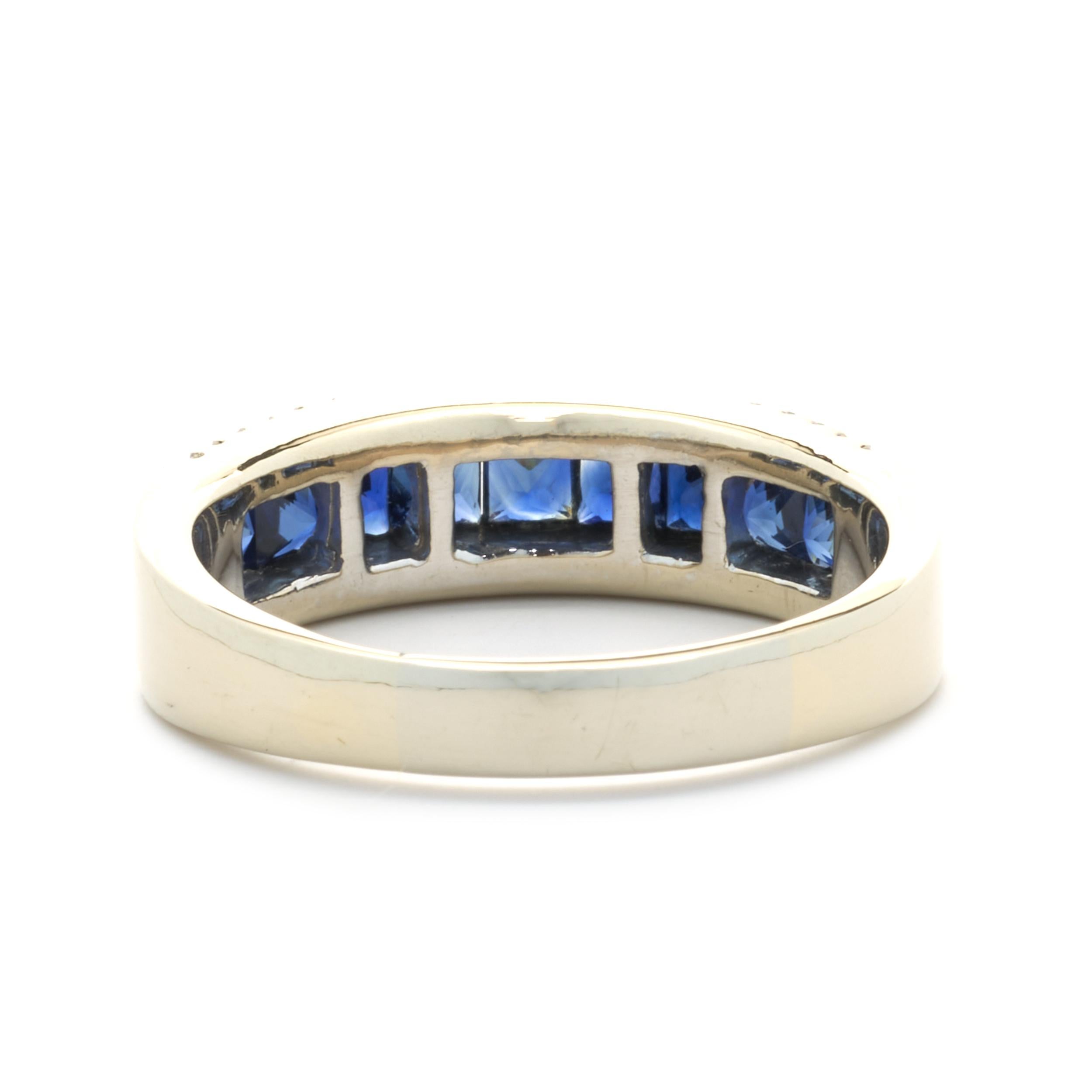 14 Karat White Gold Sapphire and Diamond Band In Excellent Condition In Scottsdale, AZ