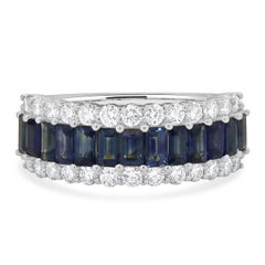 Bague en or blanc 14 carats avec saphirs et diamants