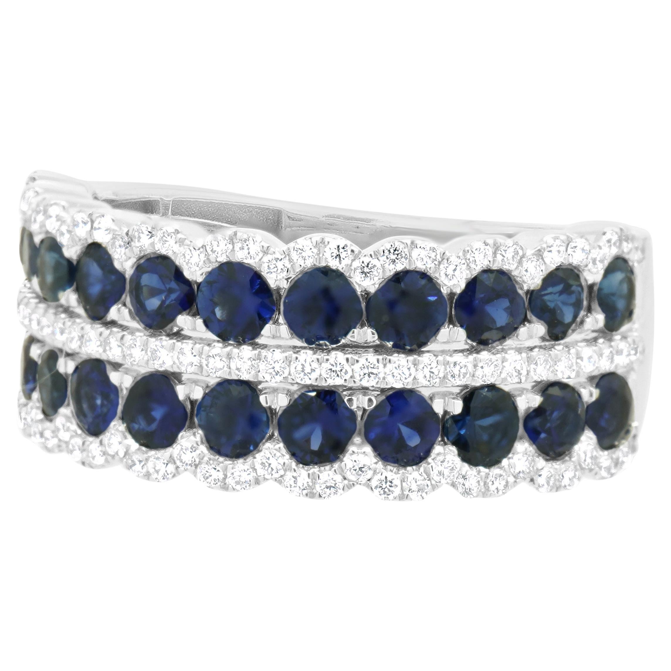 Fascia in oro bianco 14 carati con zaffiro e diamanti