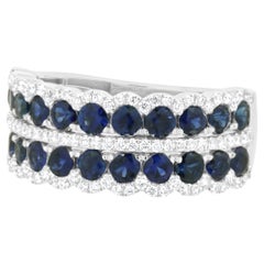 Fascia in oro bianco 14 carati con zaffiro e diamanti