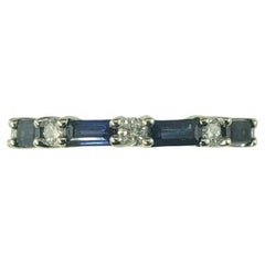 14 Karat White Gold Sapphire and Diamond Band Ring Size 5 #19687