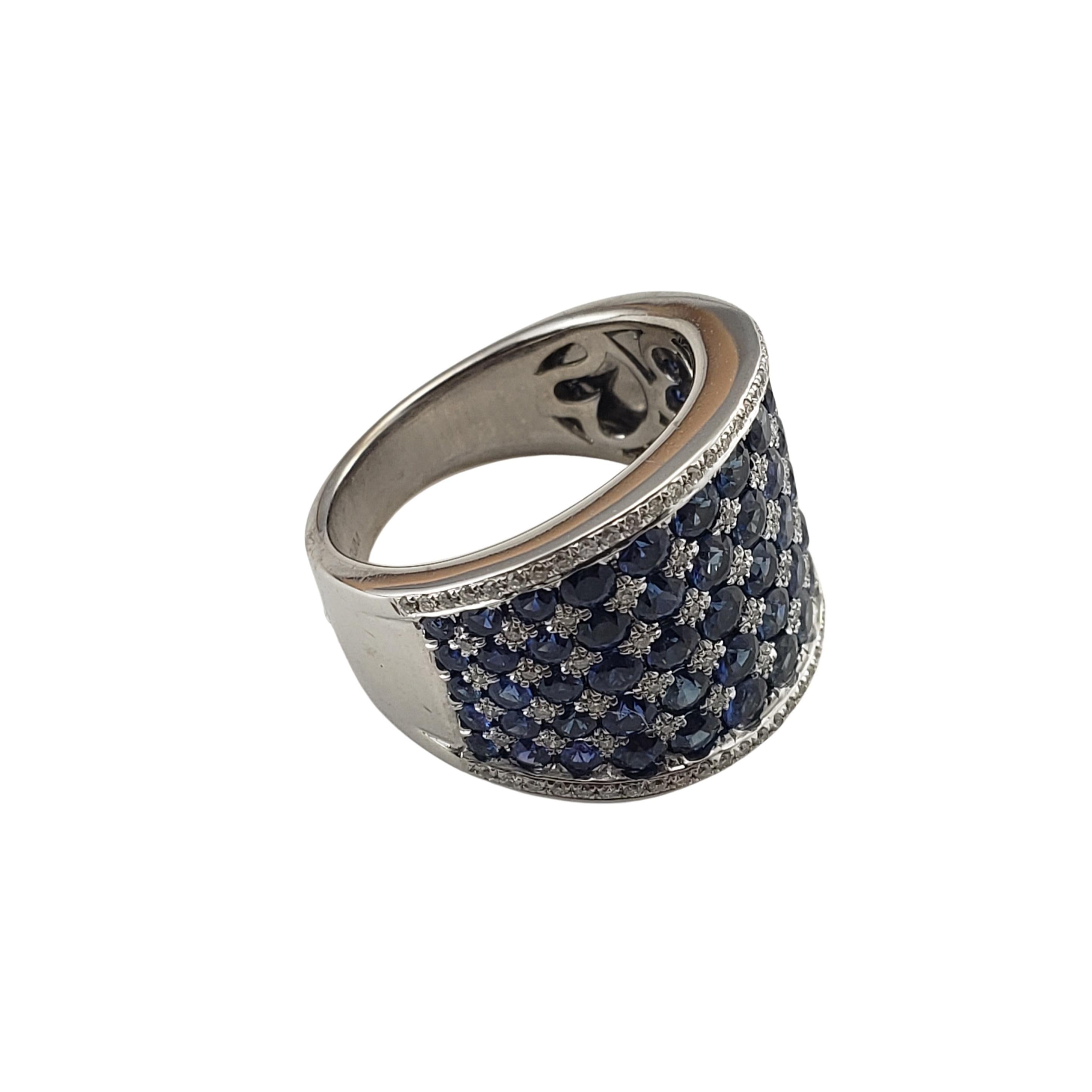 Brilliant Cut 14 Karat White Gold Sapphire and Diamond Band Ring  For Sale