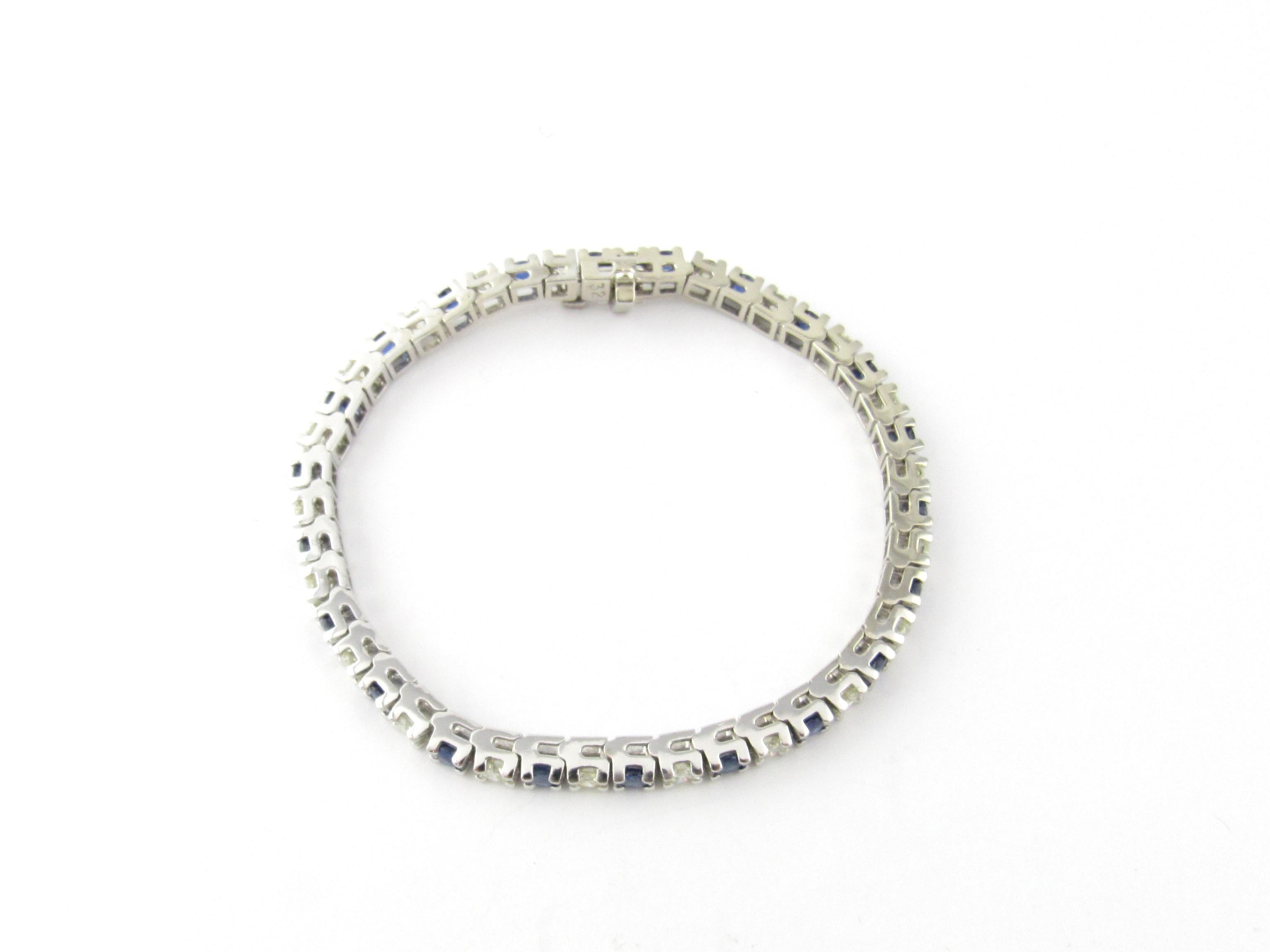 Round Cut 14 Karat White Gold Sapphire and Diamond Bracelet