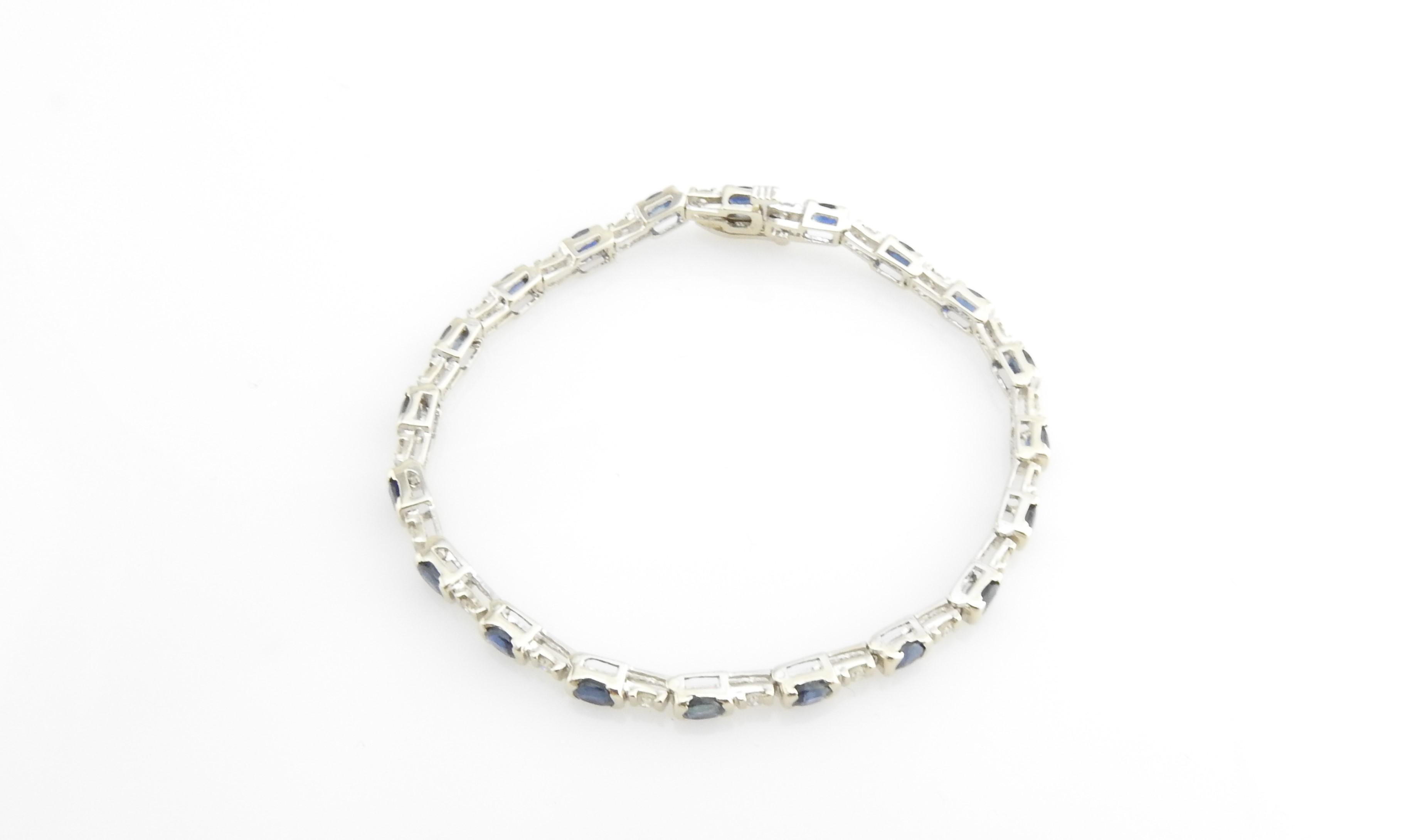 14 Karat White Gold Sapphire and Diamond Bracelet In Good Condition In Washington Depot, CT