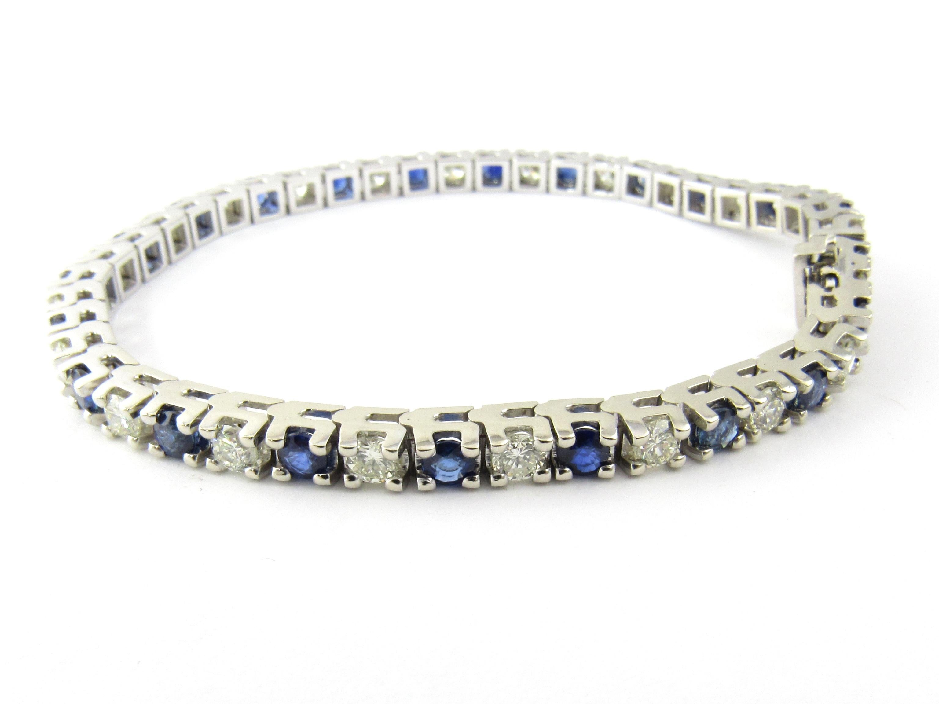 14 Karat White Gold Sapphire and Diamond Bracelet In Good Condition In Washington Depot, CT