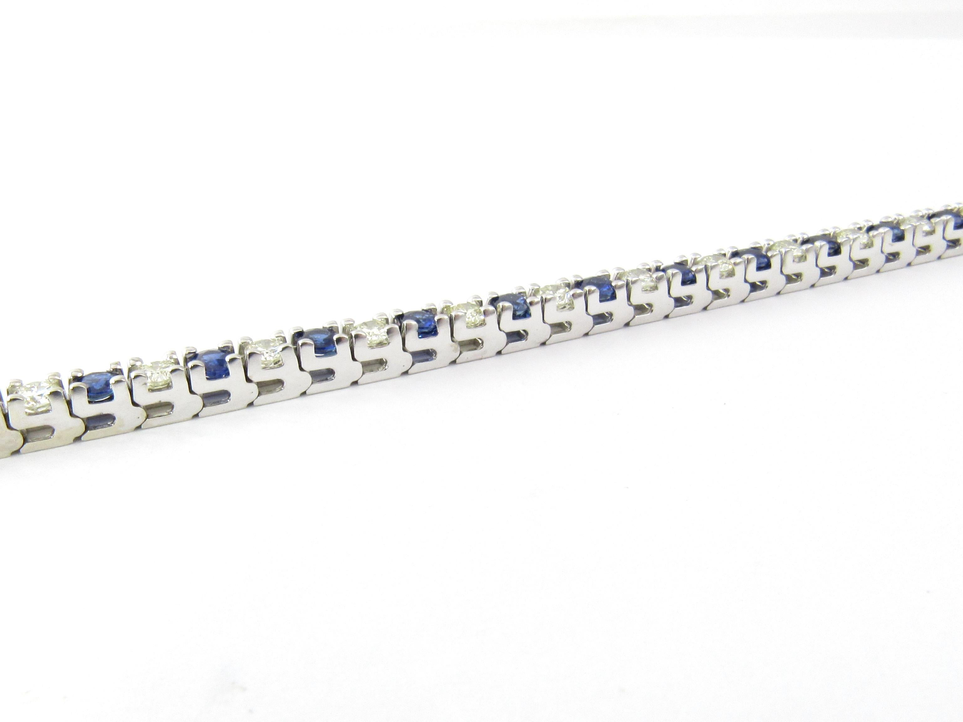 Women's 14 Karat White Gold Sapphire and Diamond Bracelet