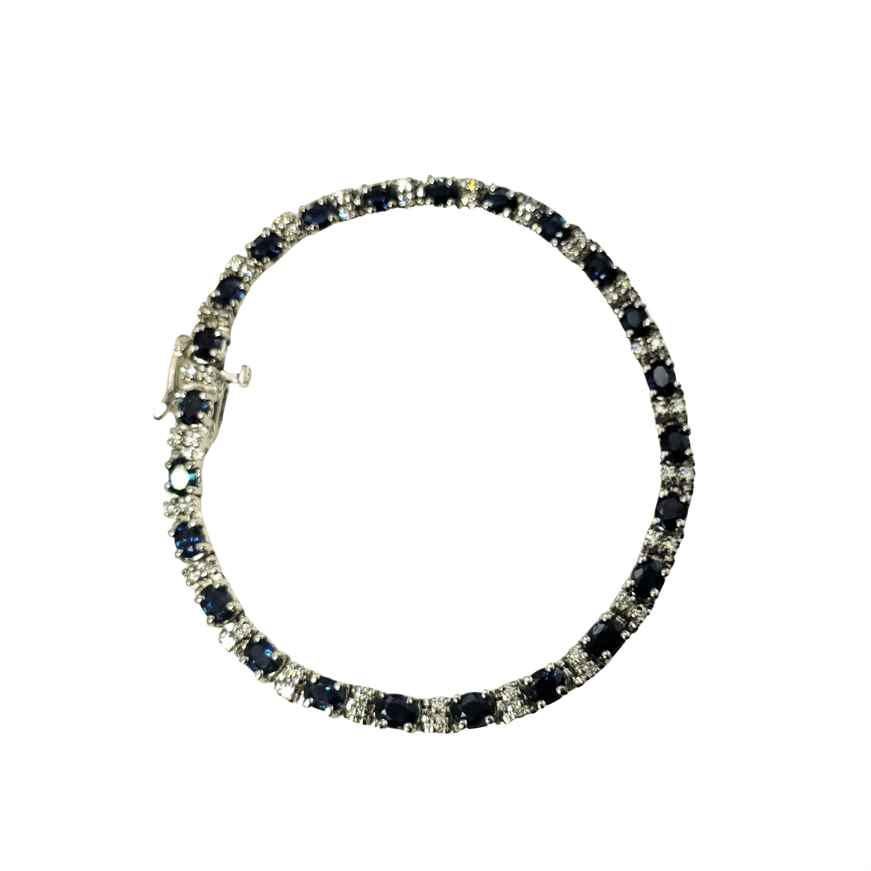 Round Cut 14 Karat White Gold Natural Sapphire and Diamond Bracelet For Sale