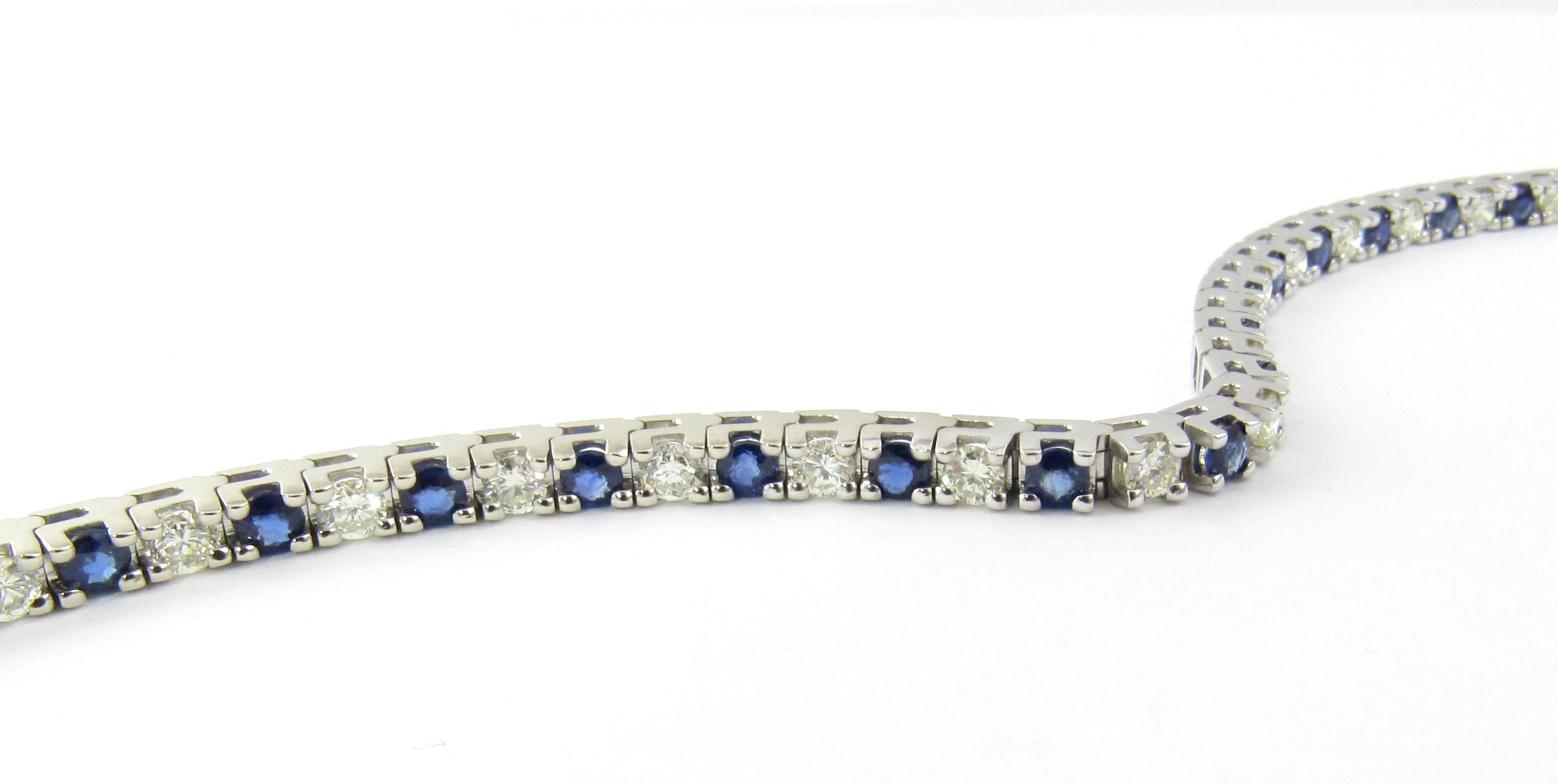 14 Karat White Gold Sapphire and Diamond Bracelet 2