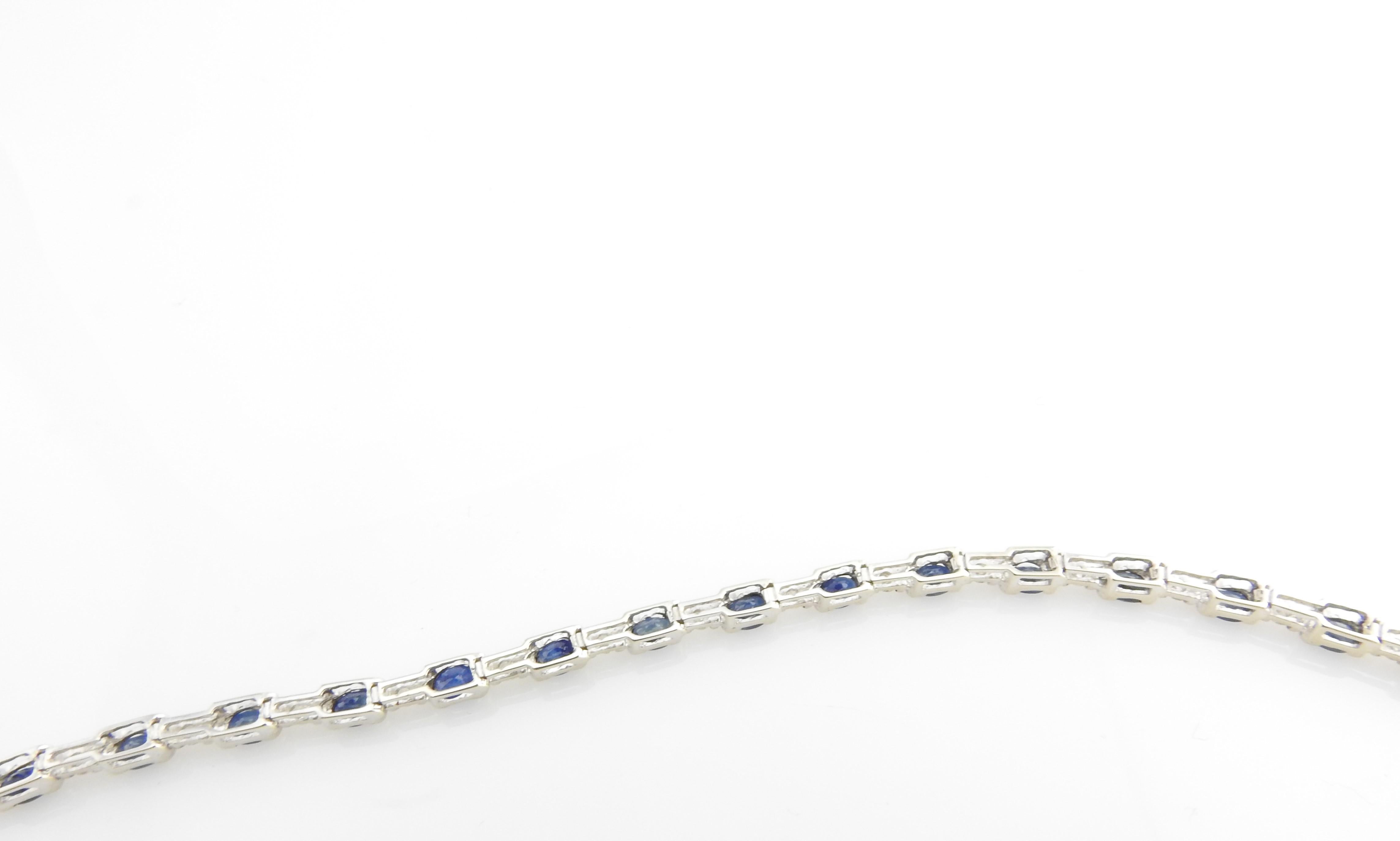 14 Karat White Gold Sapphire and Diamond Bracelet 3