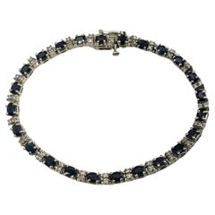 Vintage 14 Karat White Gold Natural Sapphire and Diamond Bracelet