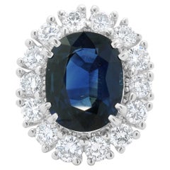 14 Karat White Gold Sapphire and Diamond Cocktail Ring