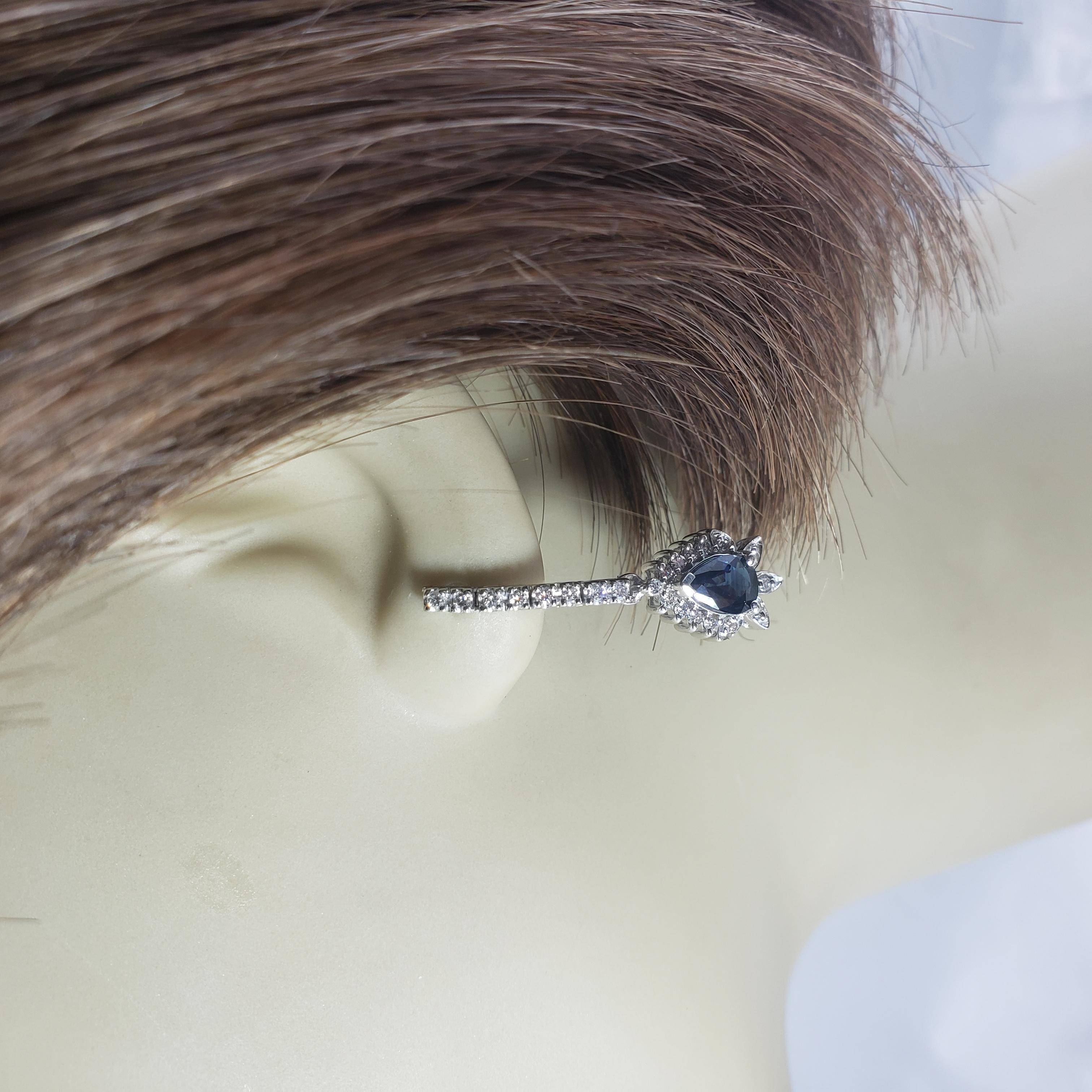14 Karat White Gold Sapphire and Diamond Dangle Earrings For Sale 2