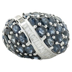 Bague Dome en or blanc 14 carats, saphir et diamant