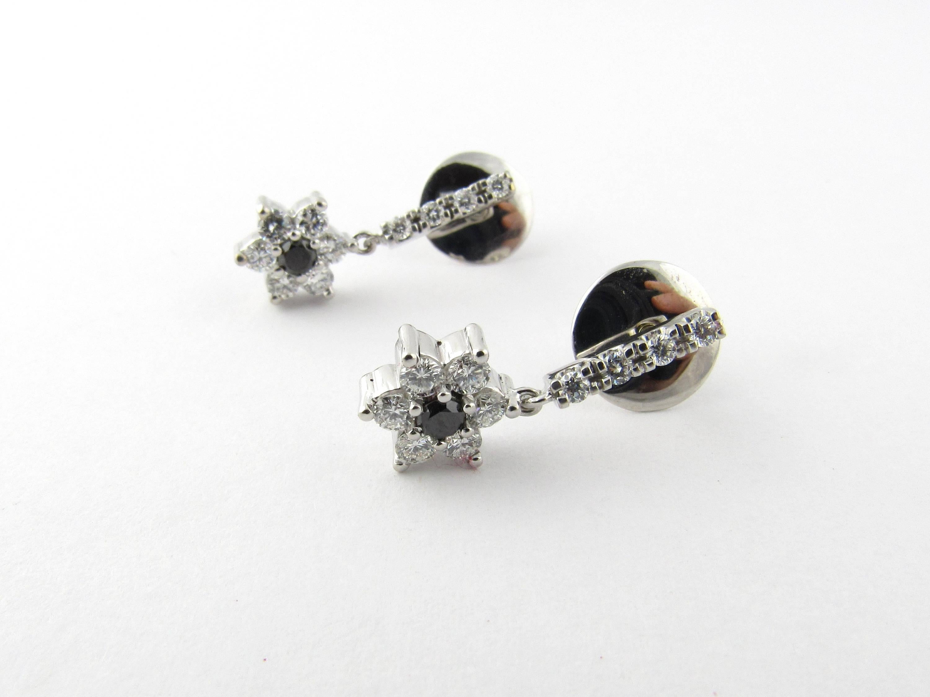 Round Cut 14 Karat White Gold Sapphire and Diamond Earrings