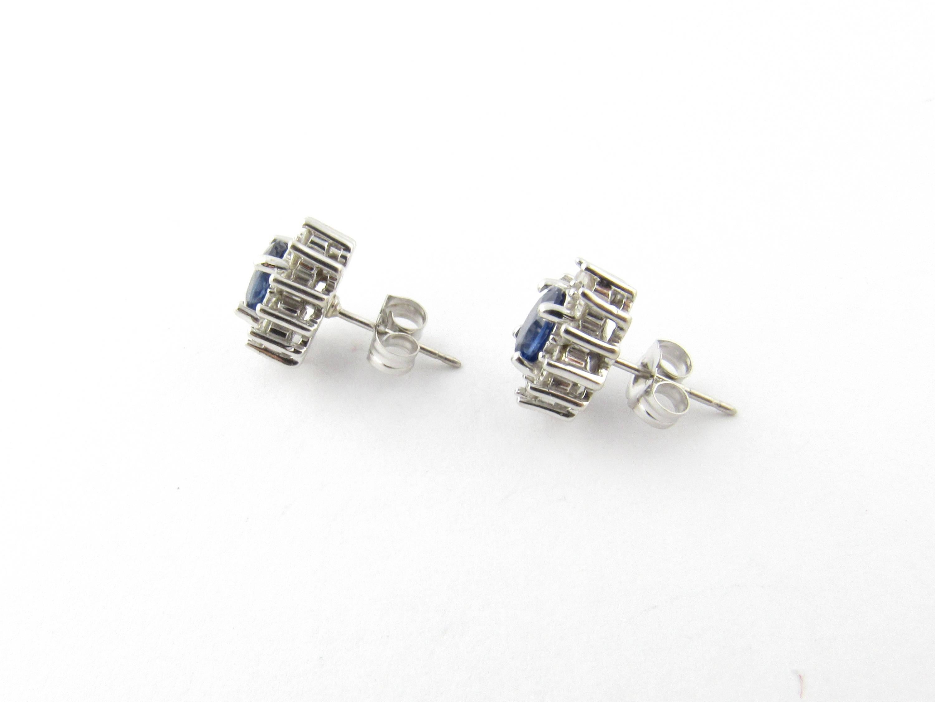 14 Karat White Gold Sapphire and Diamond Earrings In Excellent Condition In Washington Depot, CT
