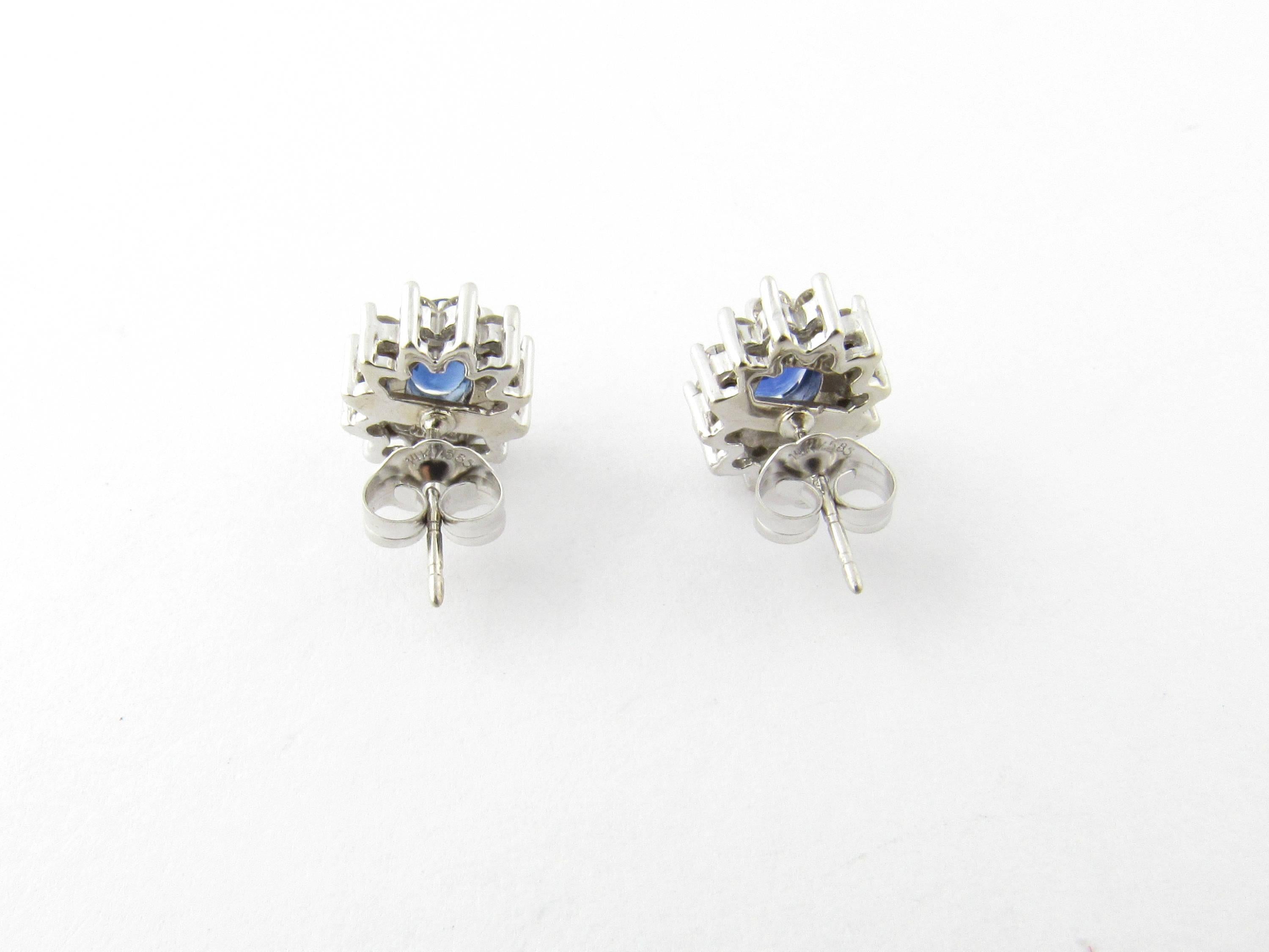 Women's 14 Karat White Gold Sapphire and Diamond Earrings