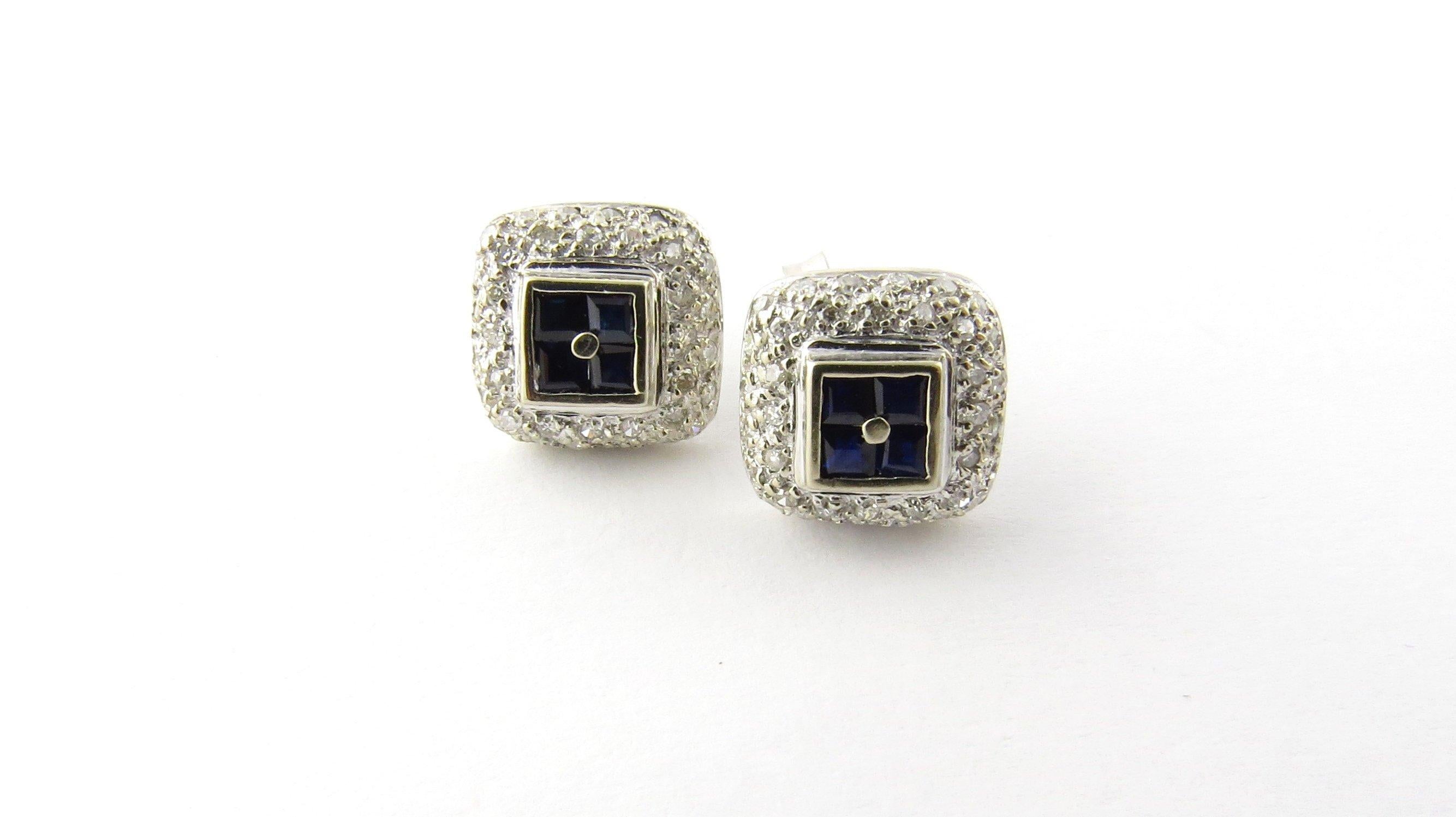 14 Karat White Gold Sapphire and Diamond Earrings 1