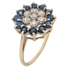 Antique 14 Karat White Gold Sapphire and Diamond Estate Ring
