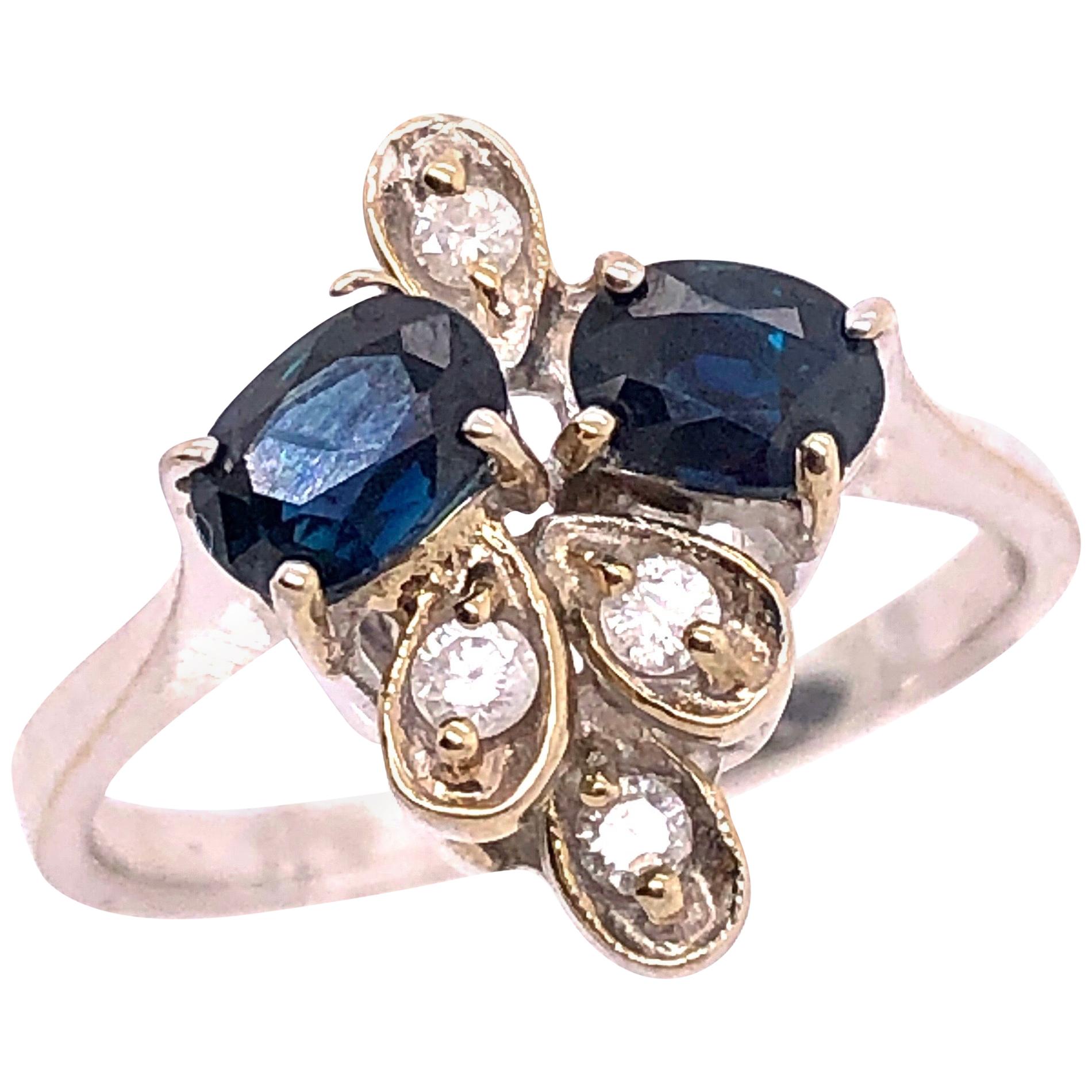 14 Karat White Gold Sapphire and Diamond Fashion Ring