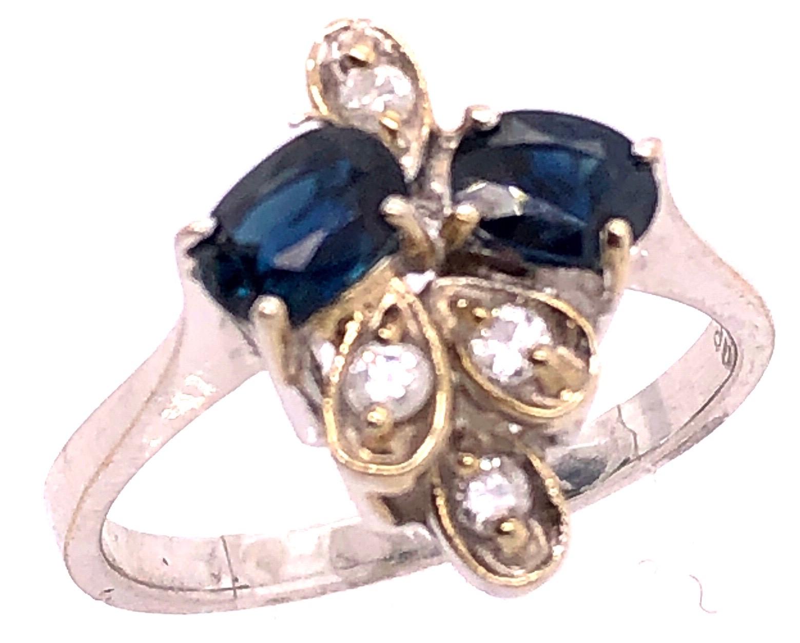Modern 14 Karat White Gold Sapphire and Diamond Fashion Ring For Sale
