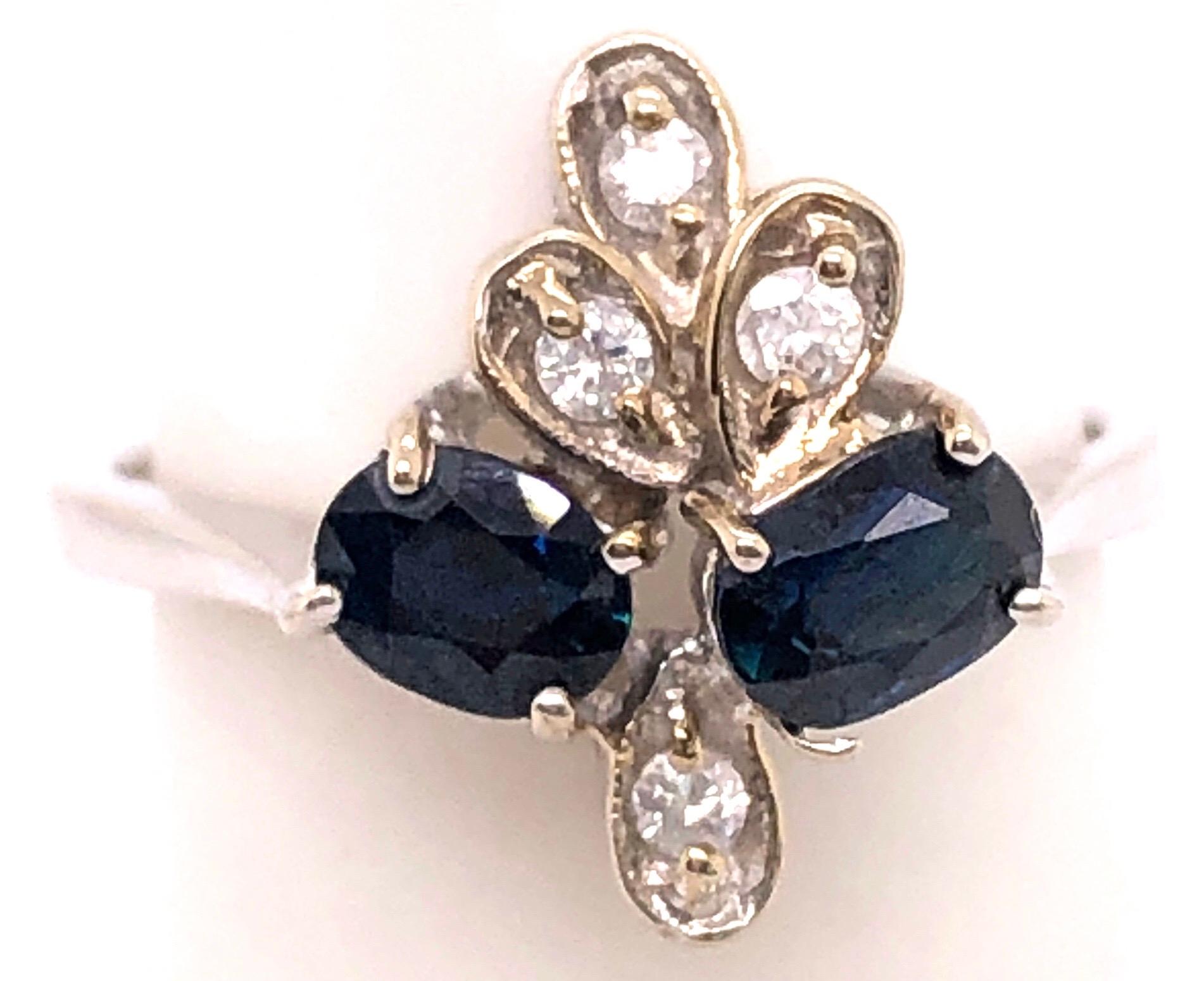 Women's or Men's 14 Karat White Gold Sapphire and Diamond Fashion Ring For Sale