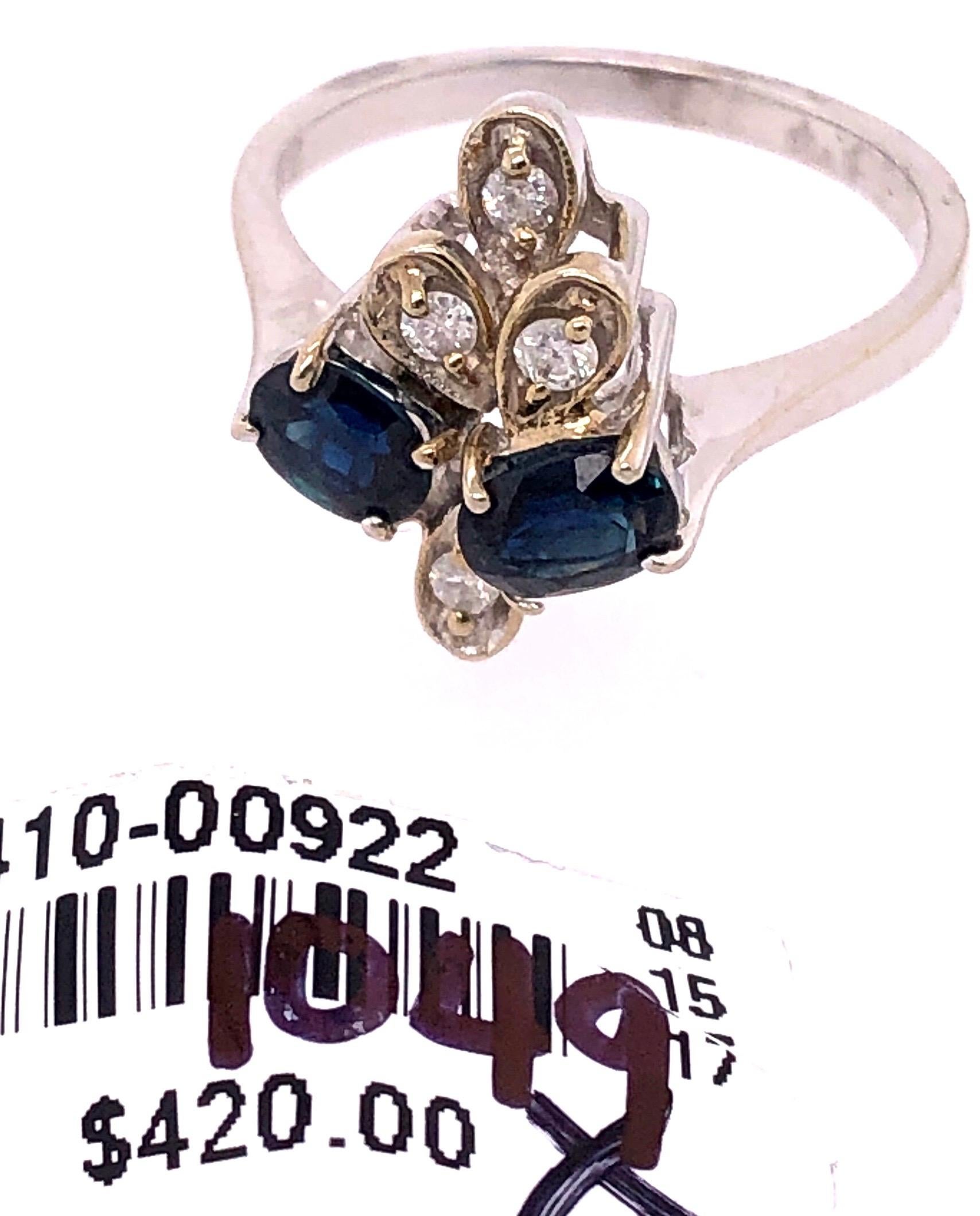 14 Karat White Gold Sapphire and Diamond Fashion Ring For Sale 4