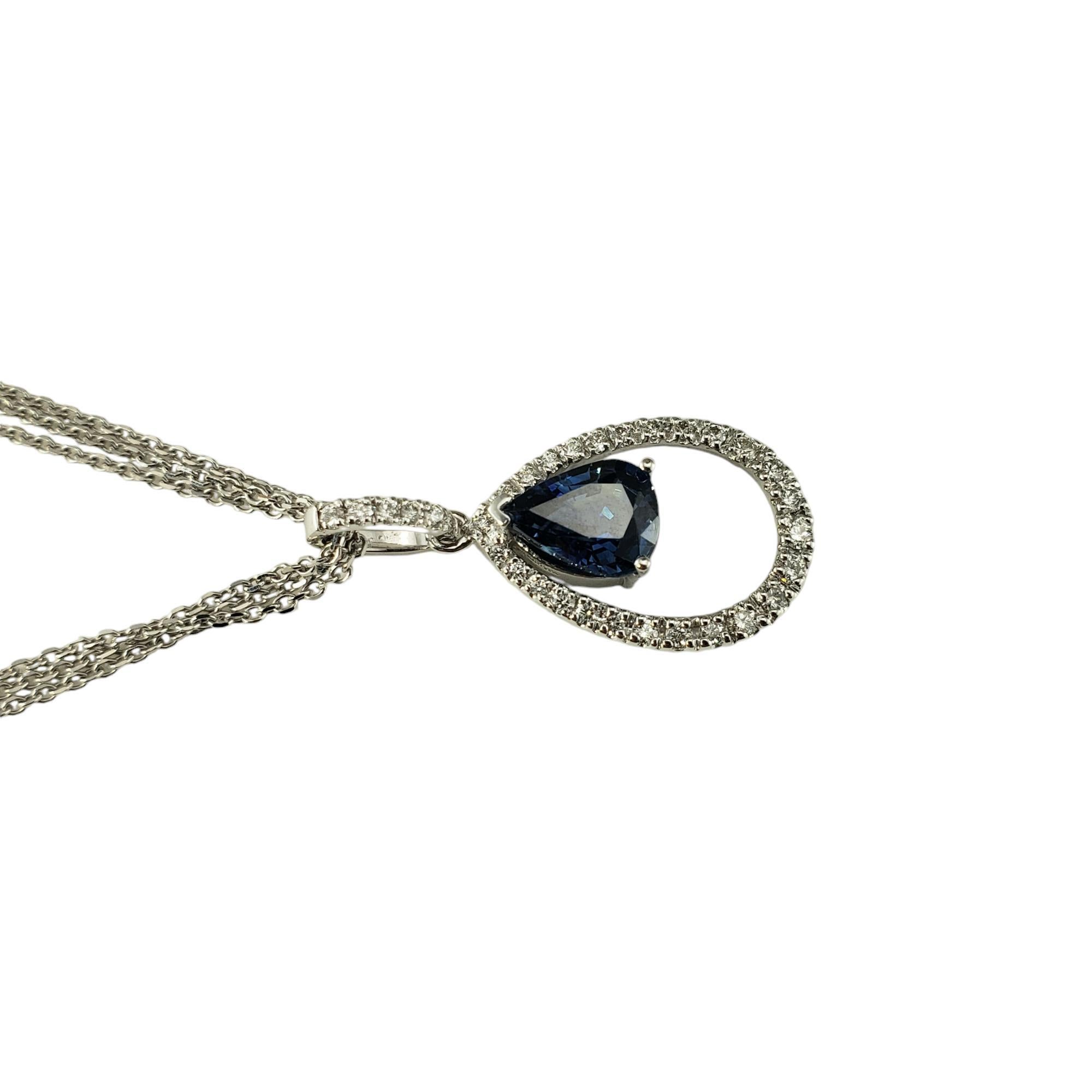 Taille poire Collier à plusieurs chaînes en or blanc 14 carats avec saphirs et diamants n° 18583 en vente