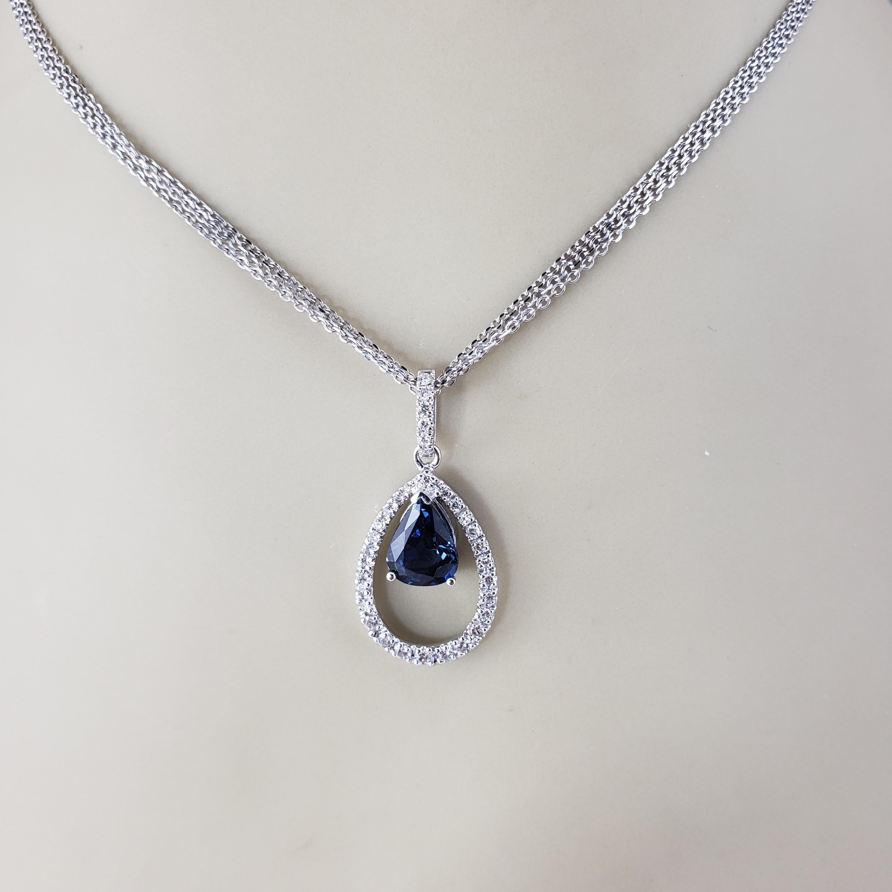 Collier à plusieurs chaînes en or blanc 14 carats avec saphirs et diamants n° 18583 en vente 1