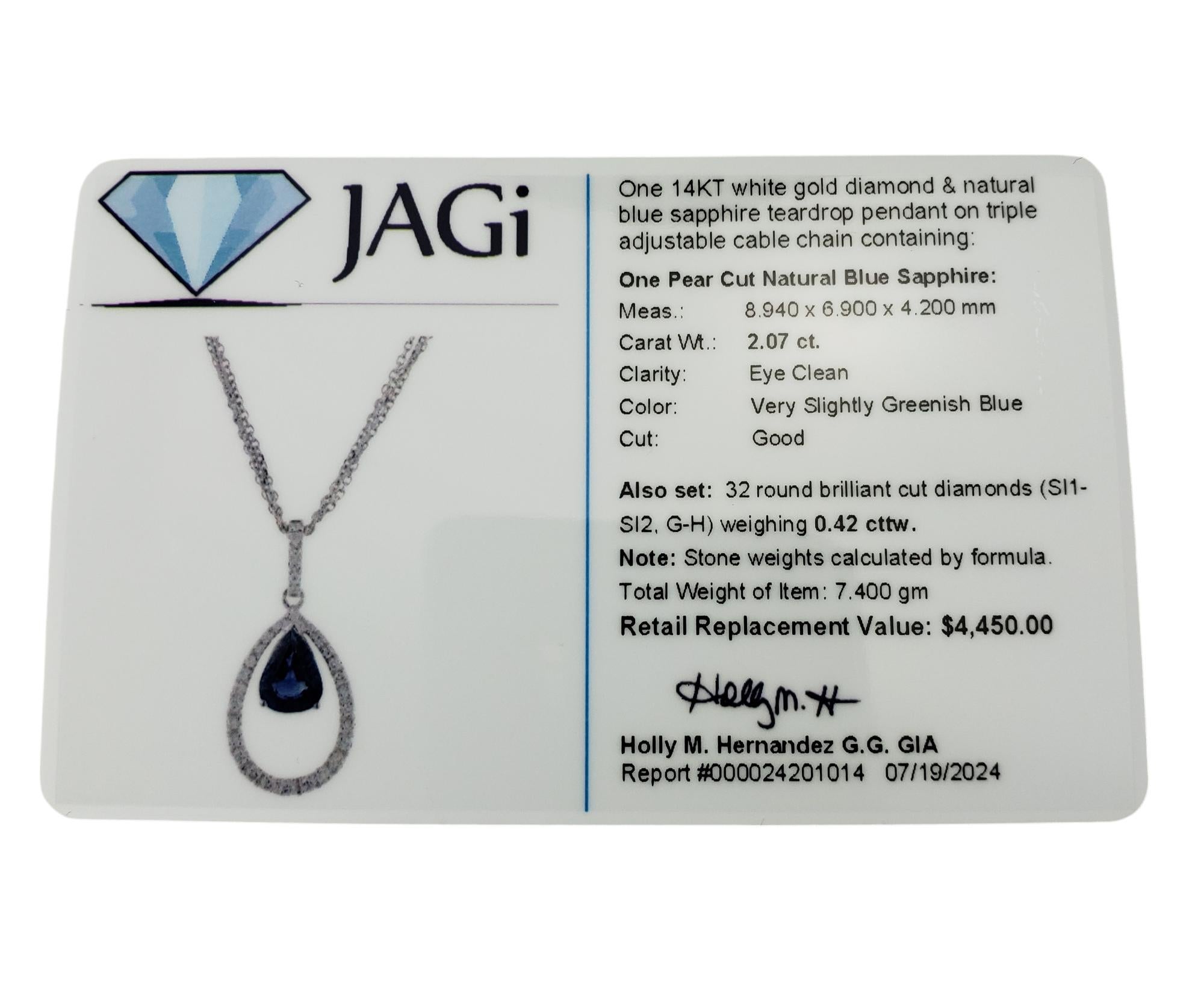 Collier à plusieurs chaînes en or blanc 14 carats avec saphirs et diamants n° 18583 en vente 2