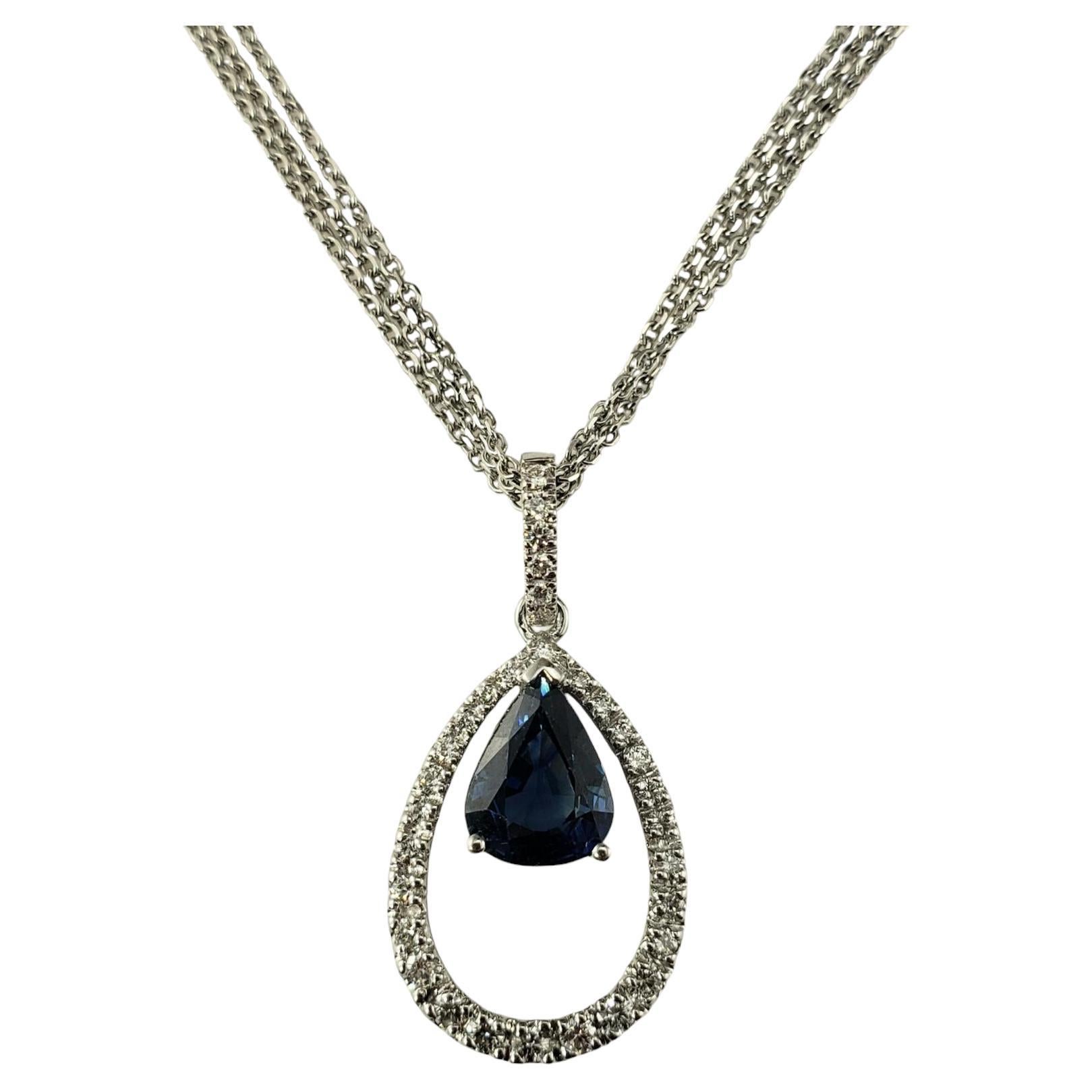 Collier à plusieurs chaînes en or blanc 14 carats avec saphirs et diamants n° 18583