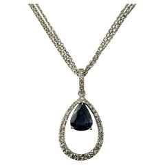 14 Karat White Gold Sapphire and Diamond Multi Chain Necklace #18583