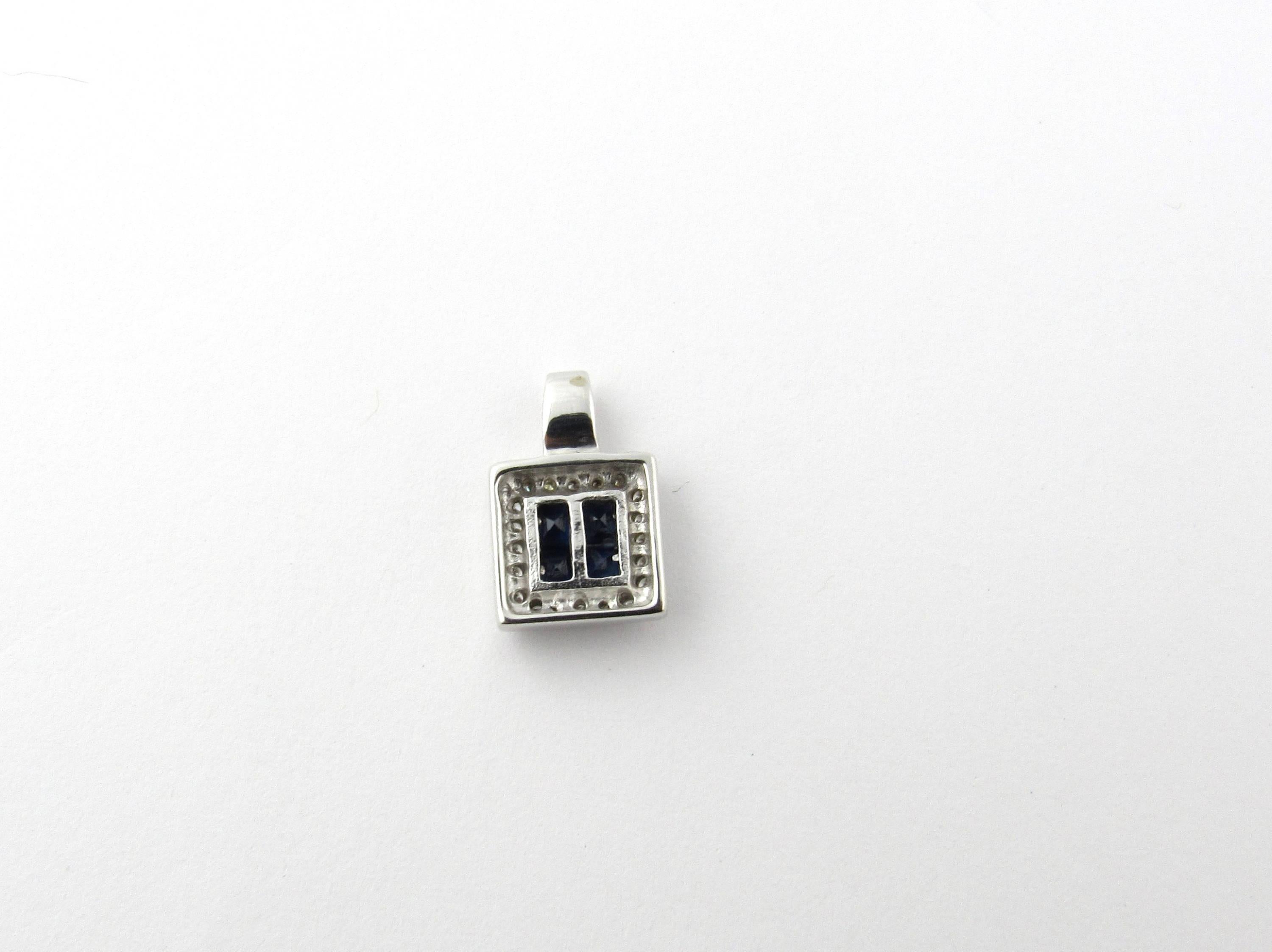 14 Karat White Gold Natural Sapphire and Diamond Pendant In Good Condition For Sale In Washington Depot, CT