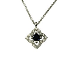 14 Karat White Gold Sapphire and Diamond Pendant Necklace #21810