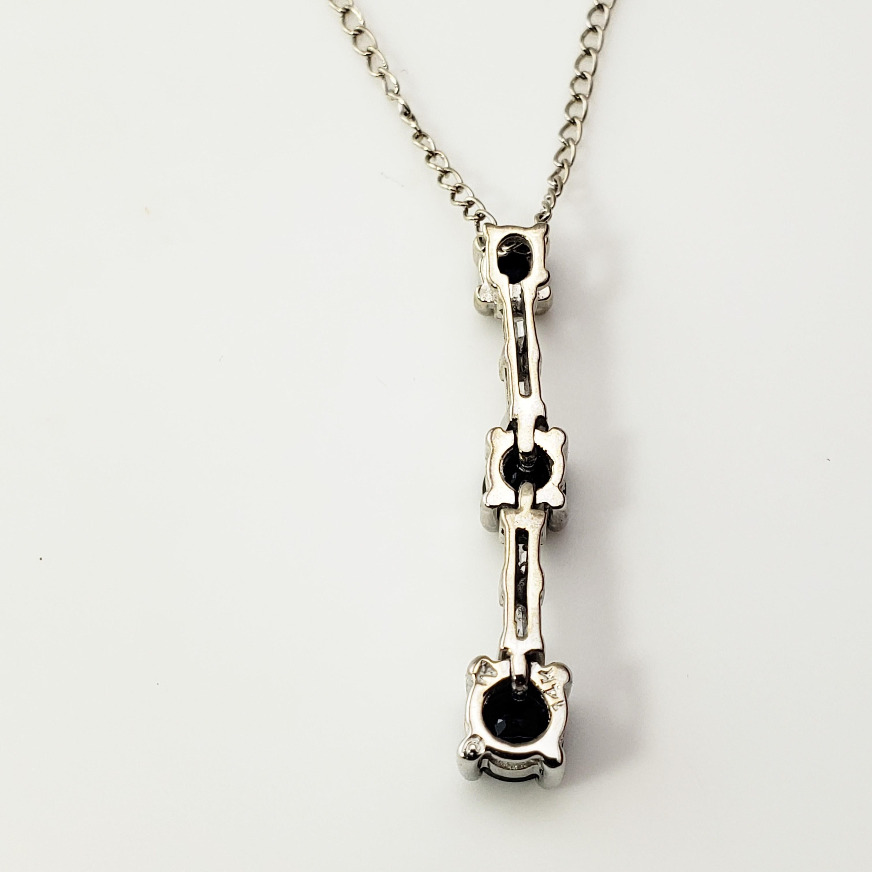 14 Karat White Gold Natural Sapphire and Diamond Pendant Necklace In Good Condition For Sale In Washington Depot, CT