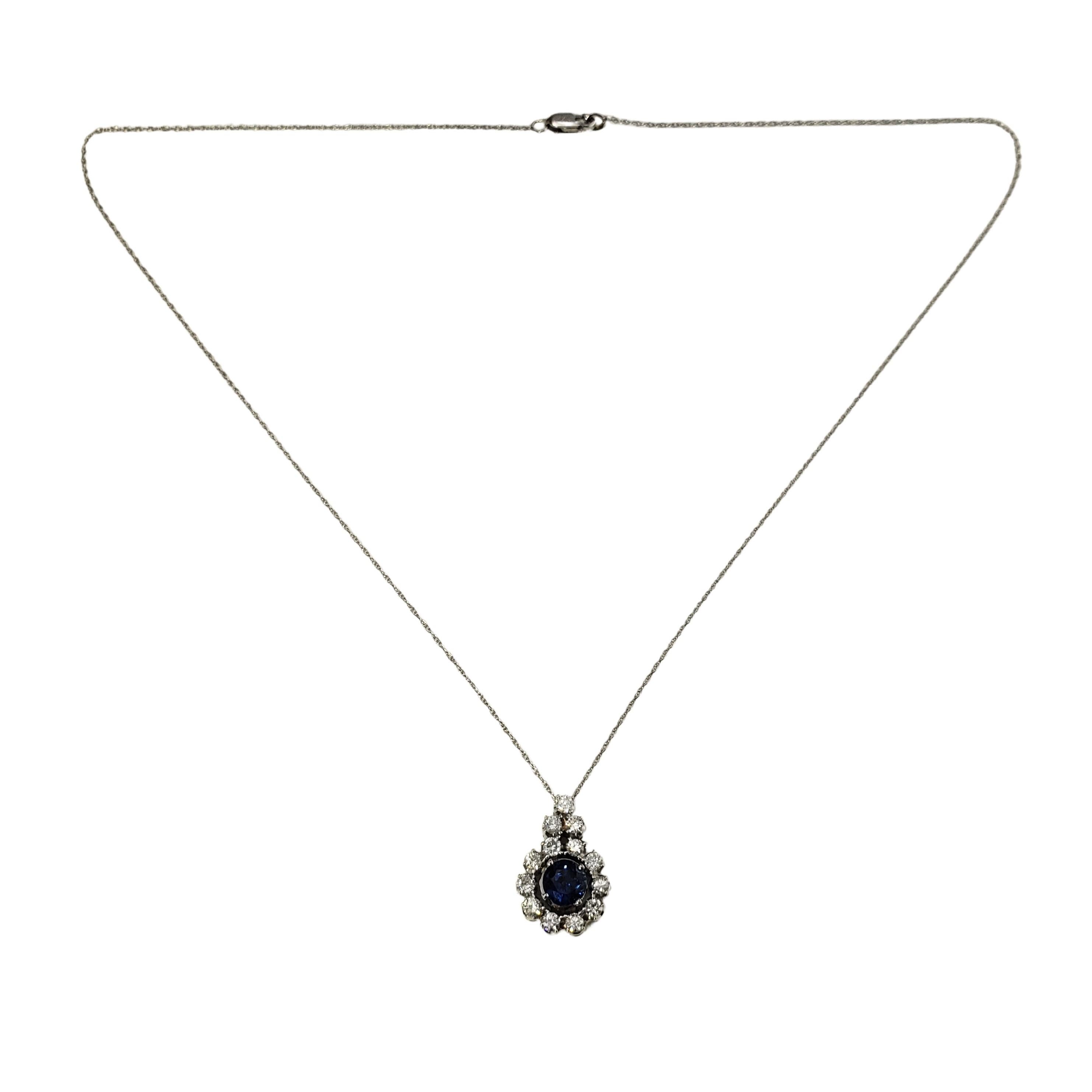 Women's 14 Karat White Gold Sapphire and Diamond Pendant Necklace