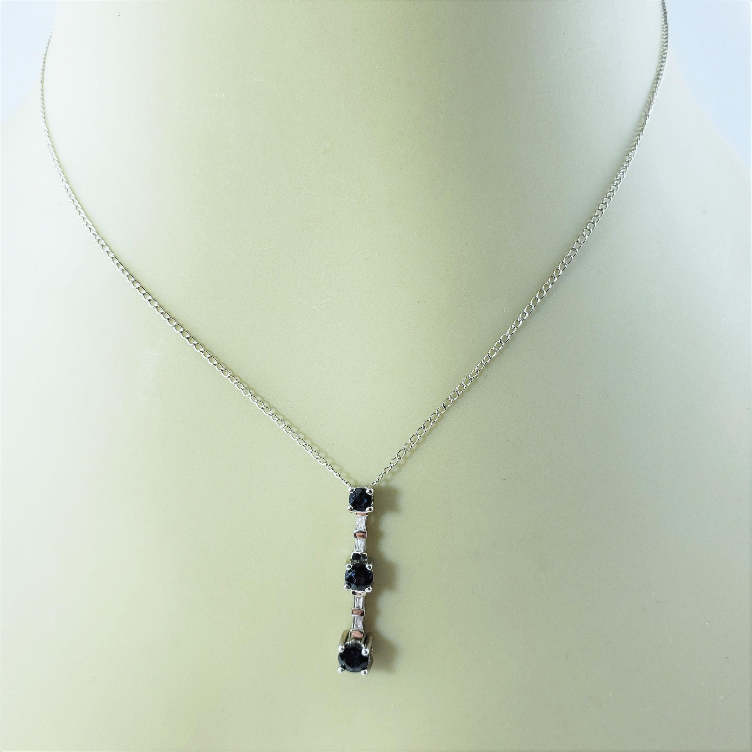 14 Karat White Gold Natural Sapphire and Diamond Pendant Necklace For Sale 2