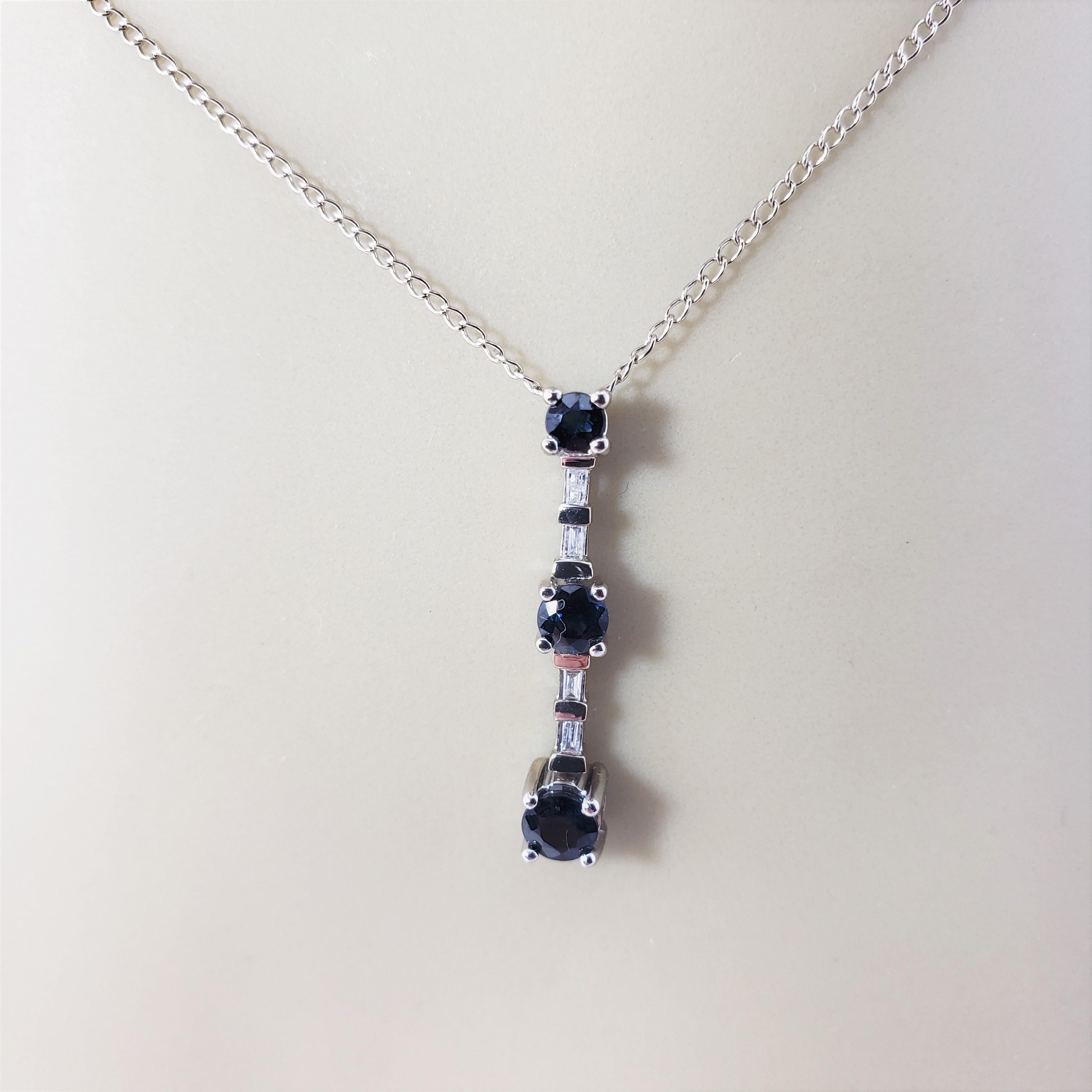 14 Karat White Gold Natural Sapphire and Diamond Pendant Necklace For Sale 3