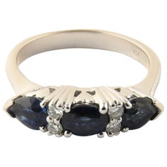 14 Karat White Gold Sapphire and Diamond Ring #4466