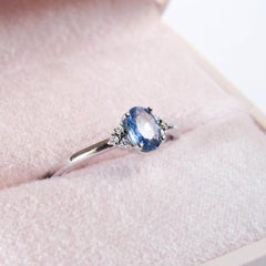 14 Karat White Gold Sapphire and Diamond Ring