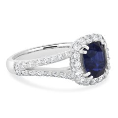 14 Karat White Gold Sapphire and Diamond Ring