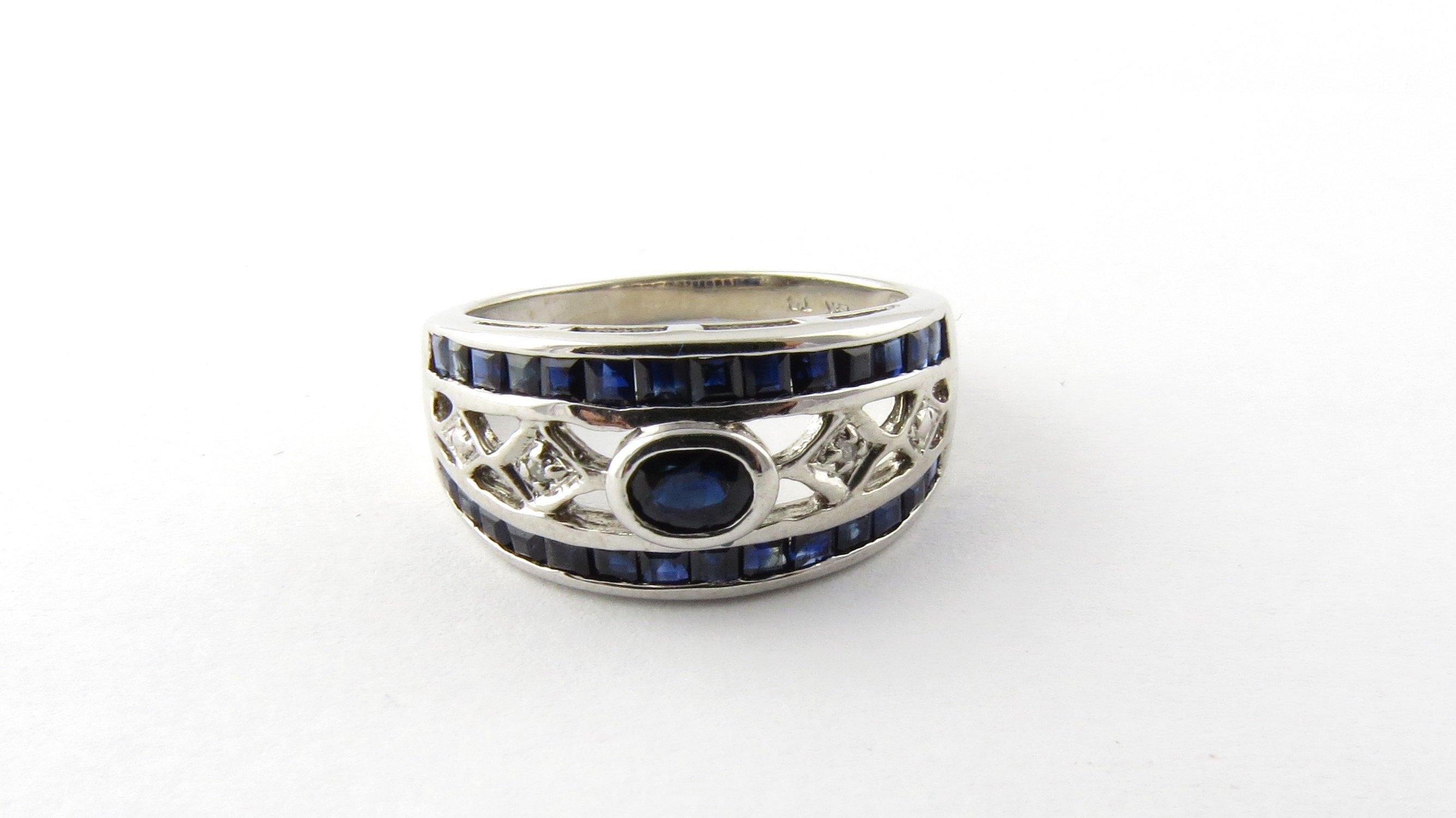 14 Karat White Gold Sapphire and Diamond Ring In Good Condition In Washington Depot, CT