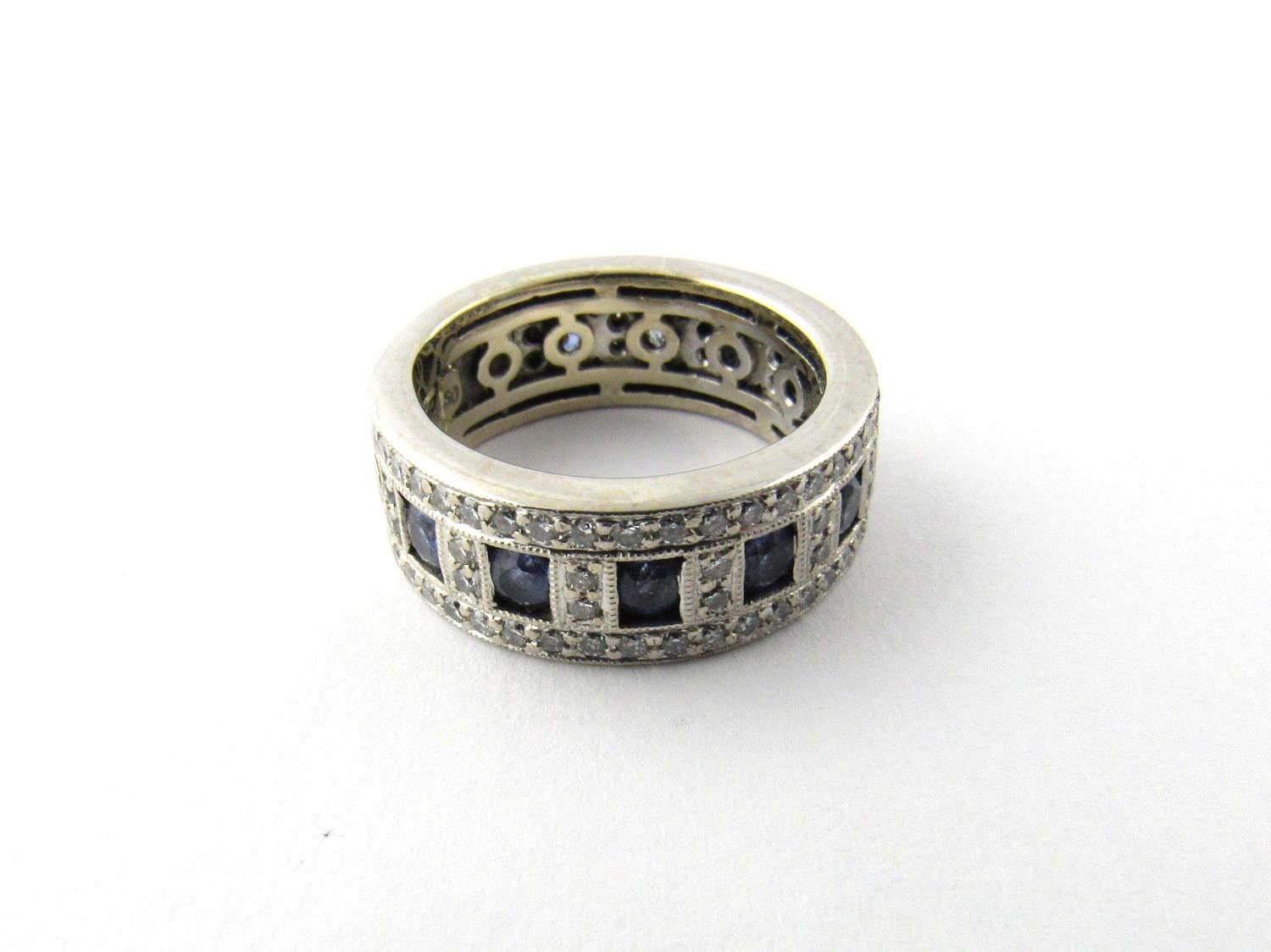 Women's 14 Karat White Gold Sapphire and Diamond Ring