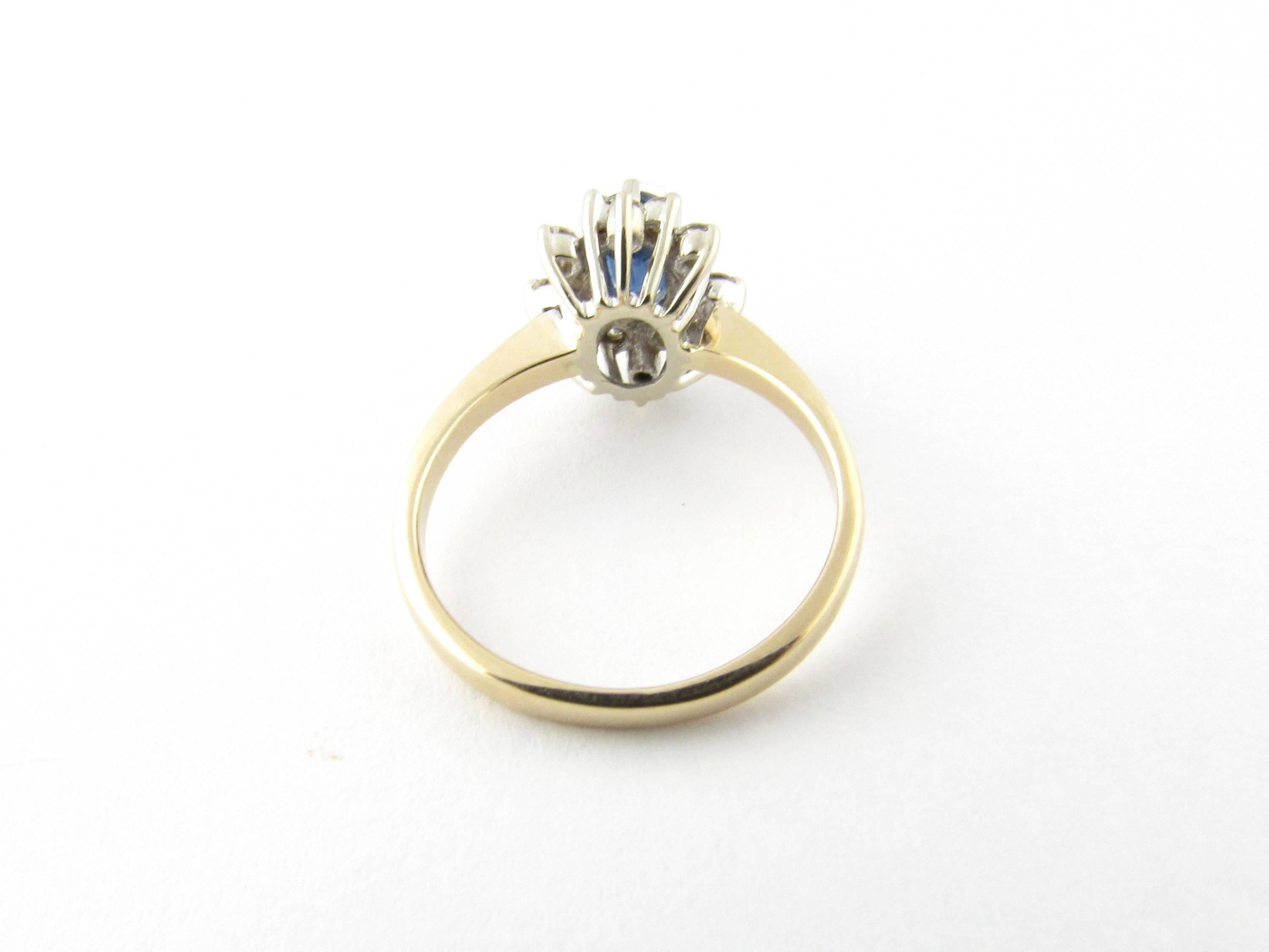 14 Karat White and Yellow Gold Sapphire and Diamond Ring In Good Condition In Washington Depot, CT