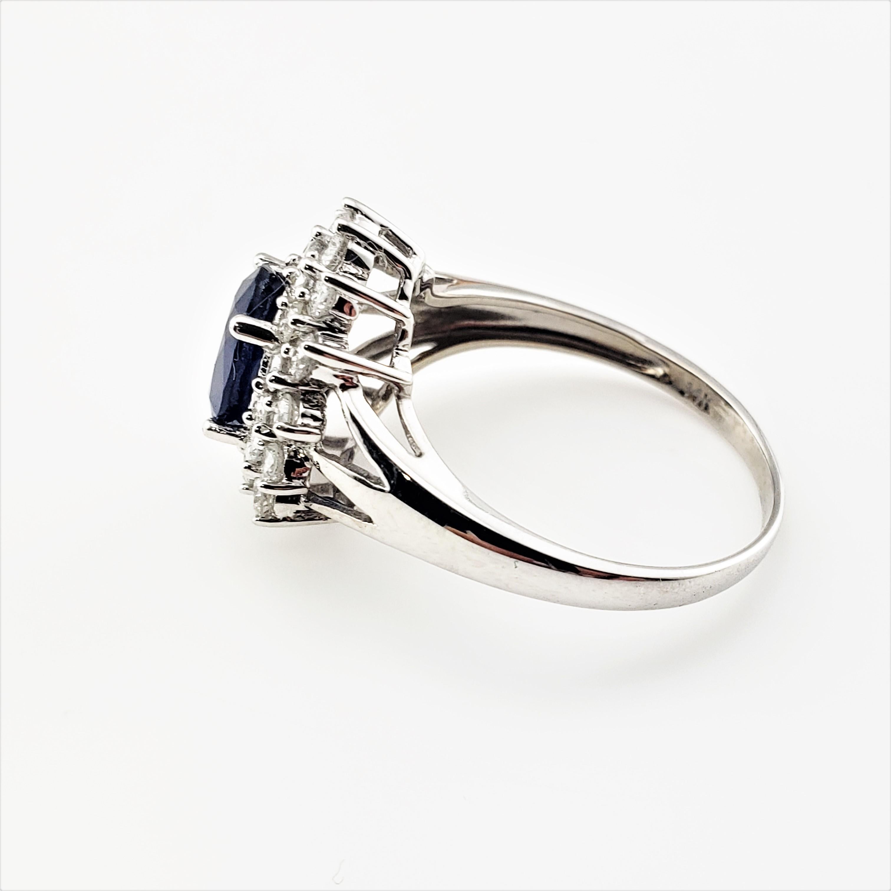 14 Karat White Gold Sapphire and Diamond Ring In Good Condition For Sale In Washington Depot, CT